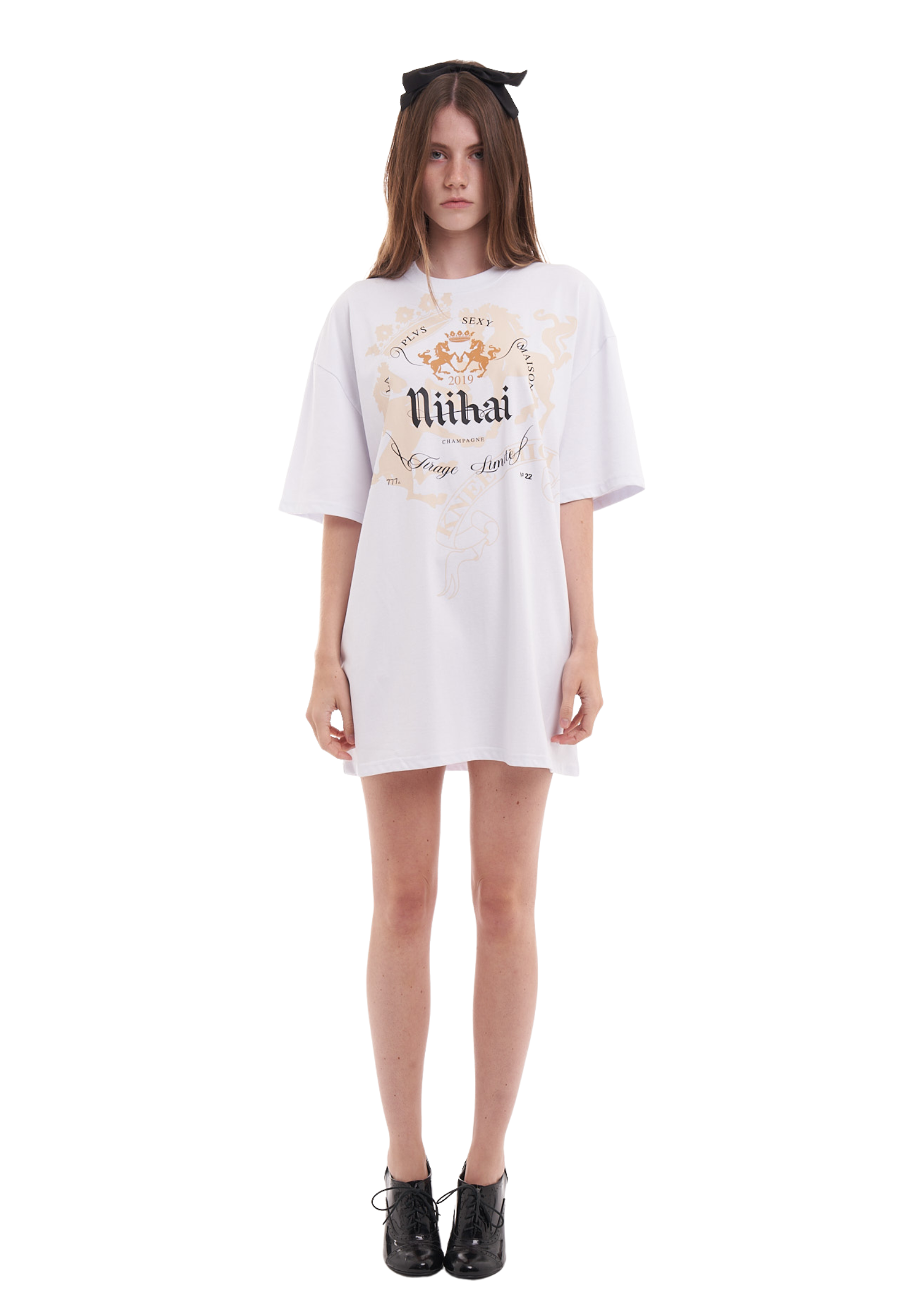 CHAMPAGNE OVERSIZED T-SHIRT IN WHITE