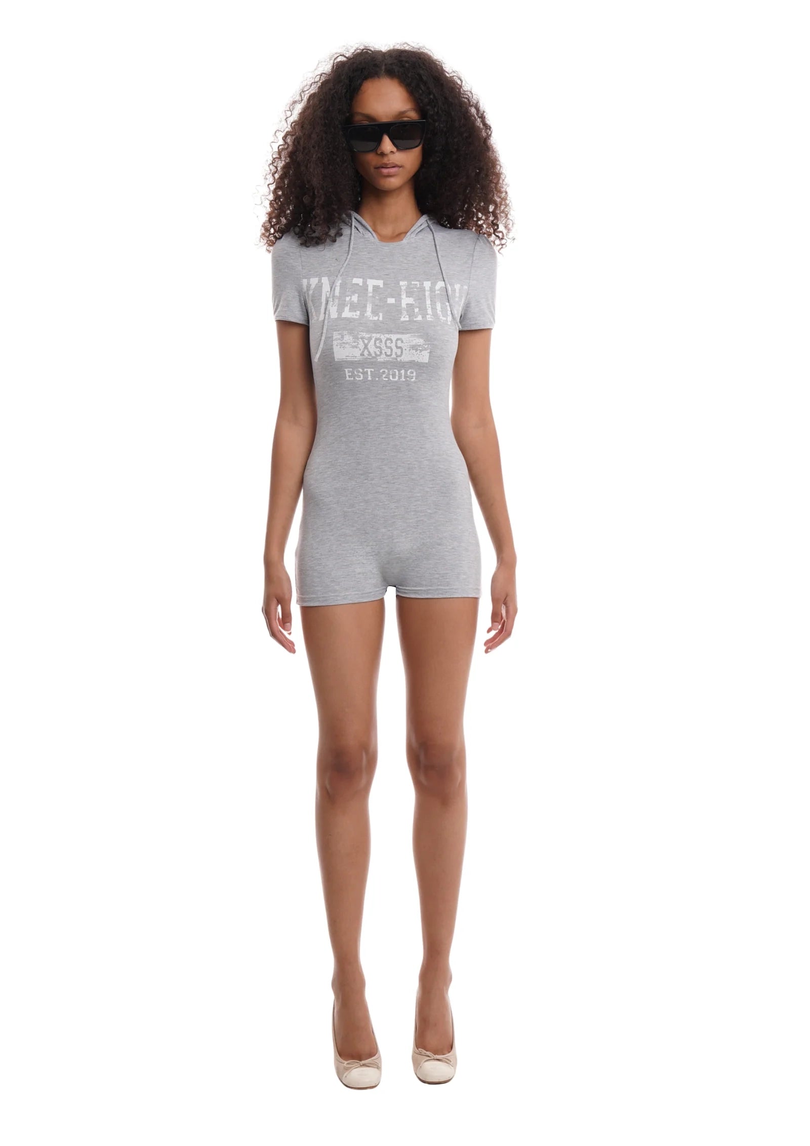 KNEE HIGH PLAYSUIT IN GREY MARL