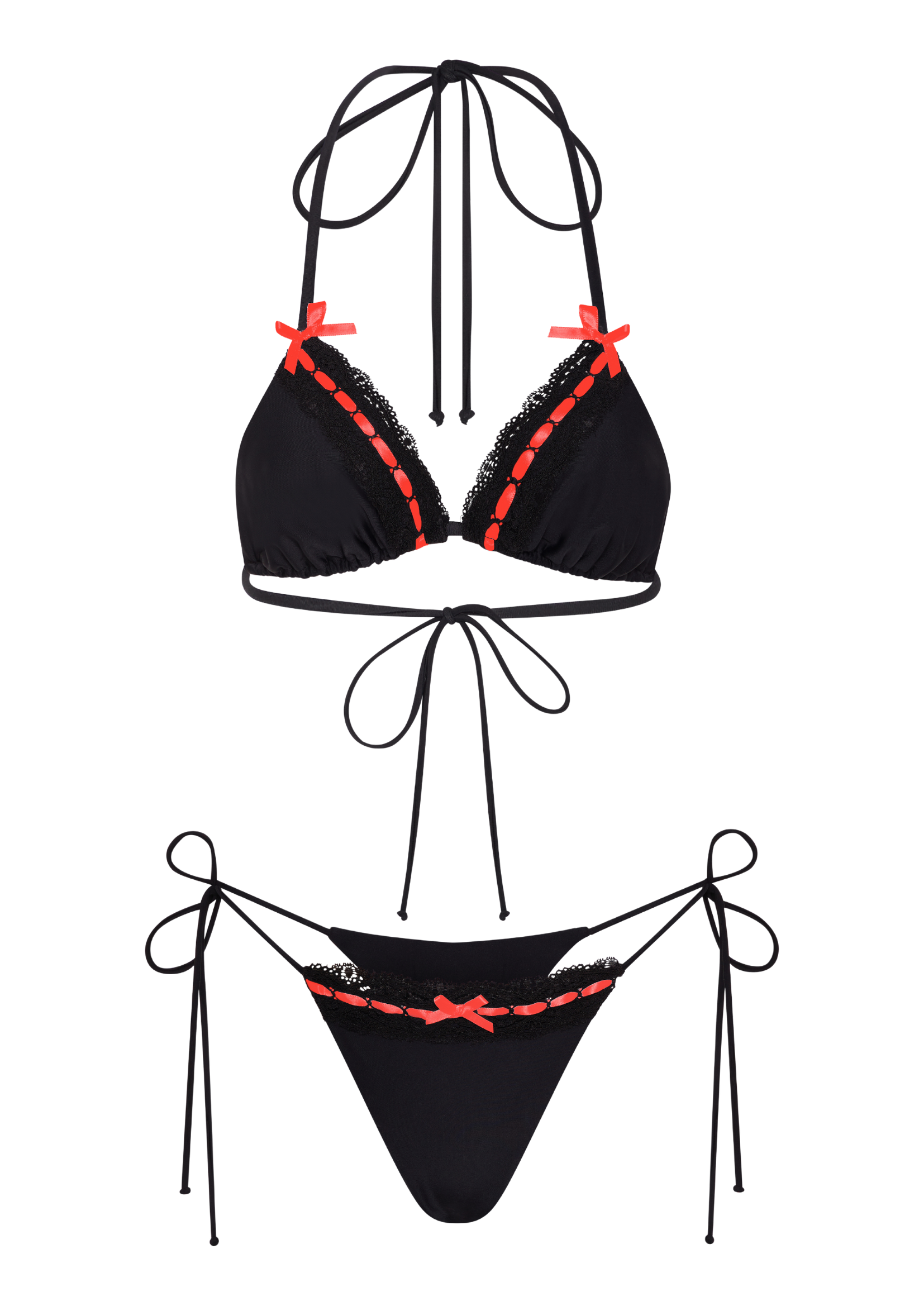 LINGERIE BIKINI IN BLACK & RED