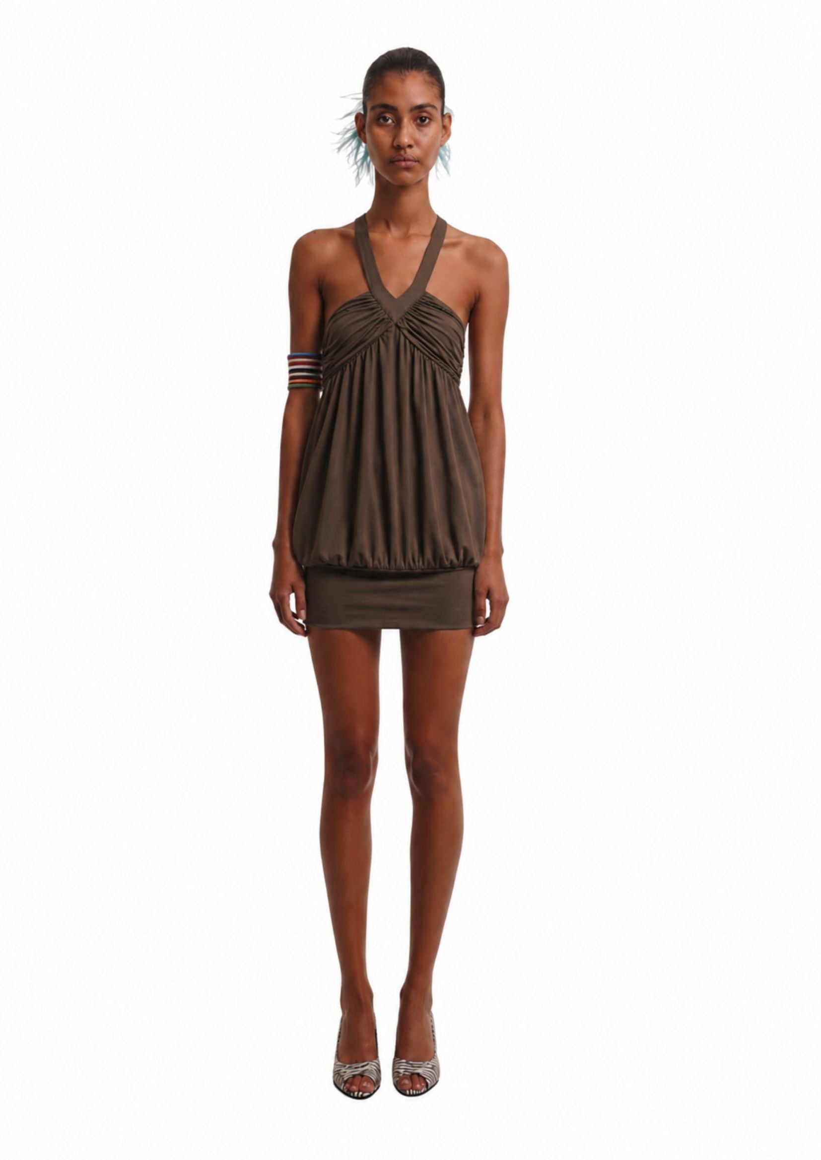 TWIST DRESS IN KHAKI