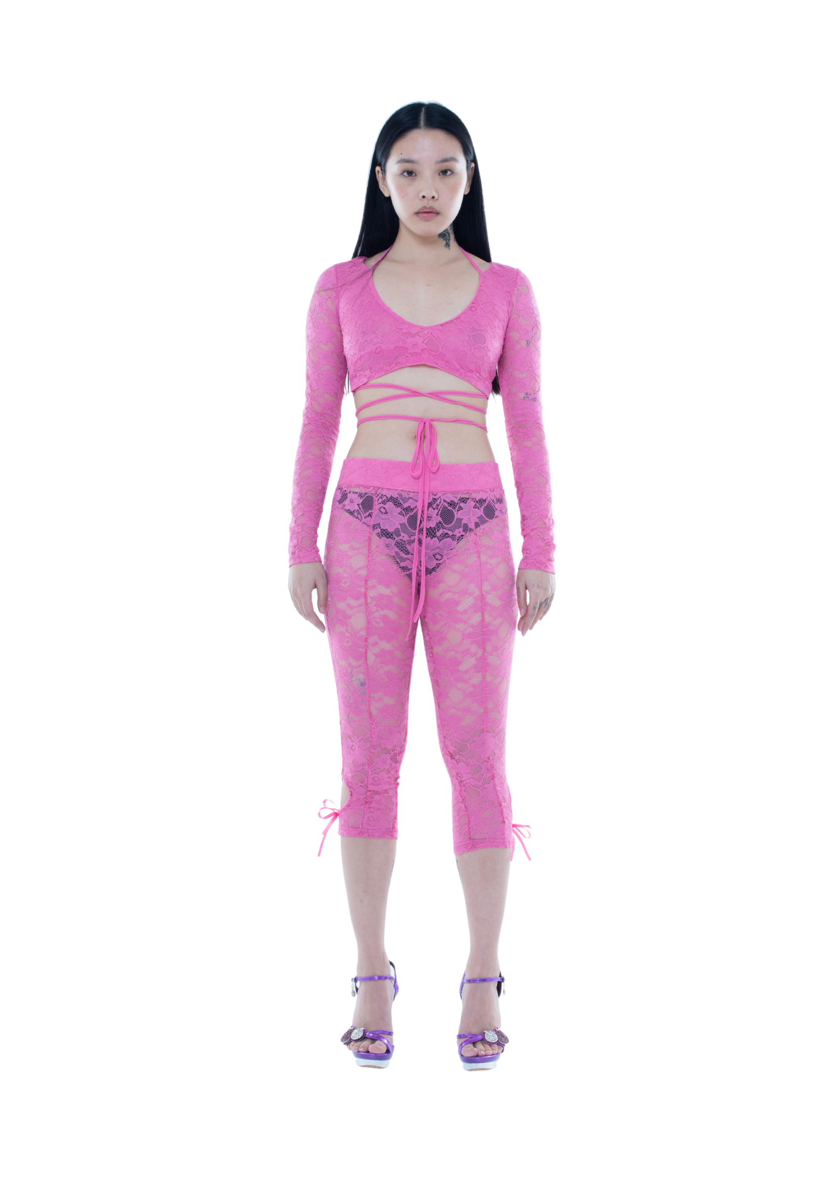 LACE CROP TOP IN PINK