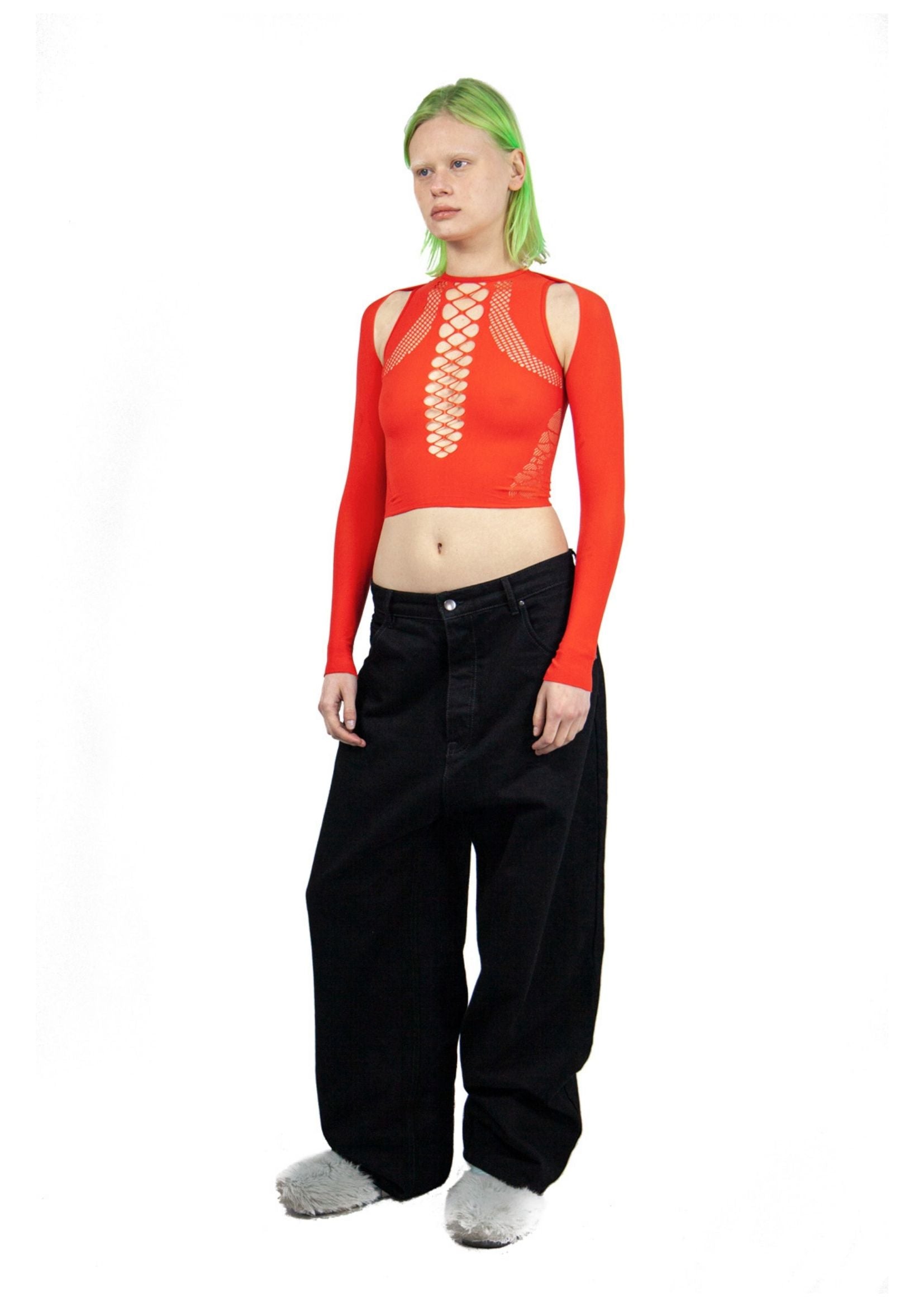 SHAPEWEAR STRETCH TOP & SLEEVES IN RED