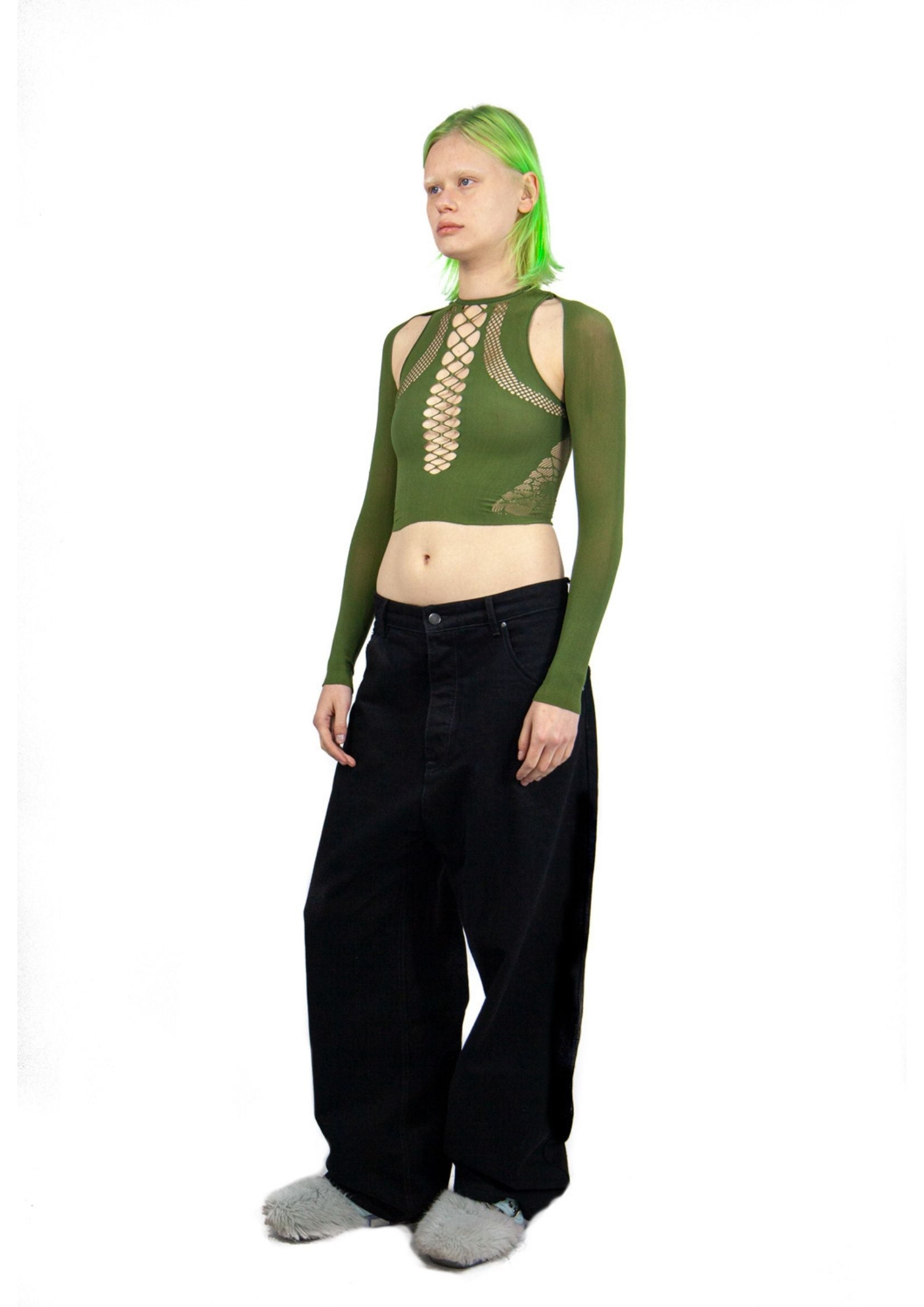 SHAPEWEAR STRETCH TOP & SLEEVES IN KHAKI