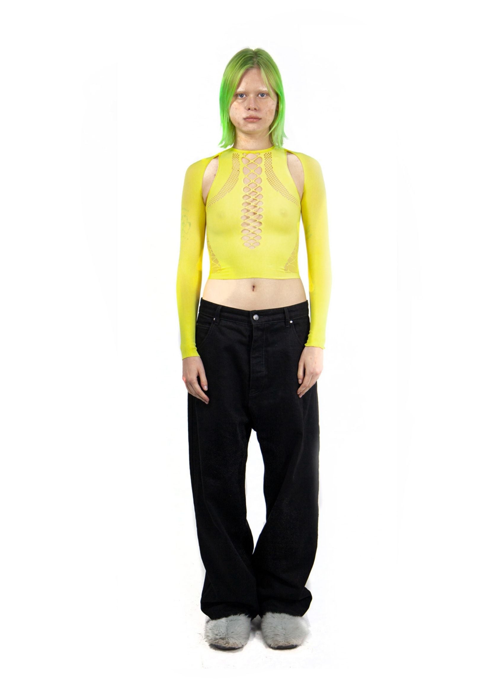 SHAPEWEAR STRETCH TOP & SLEEVES IN YELLOW