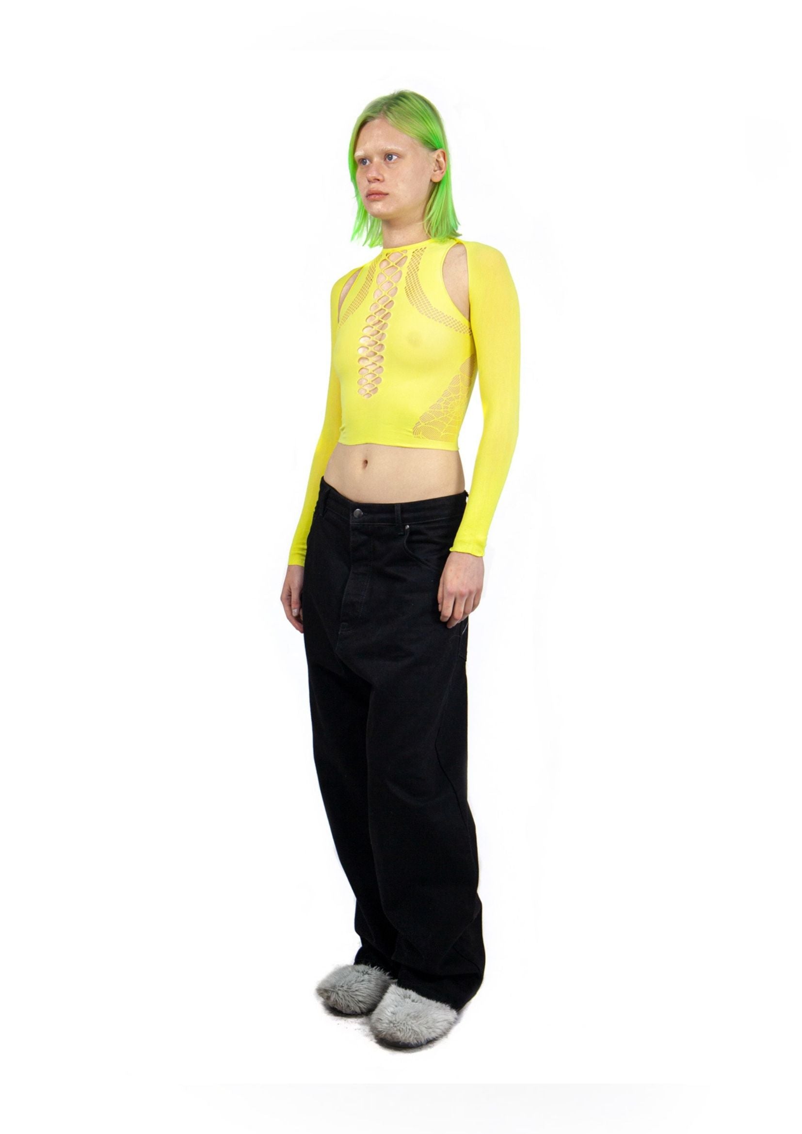 SHAPEWEAR STRETCH TOP & SLEEVES IN YELLOW