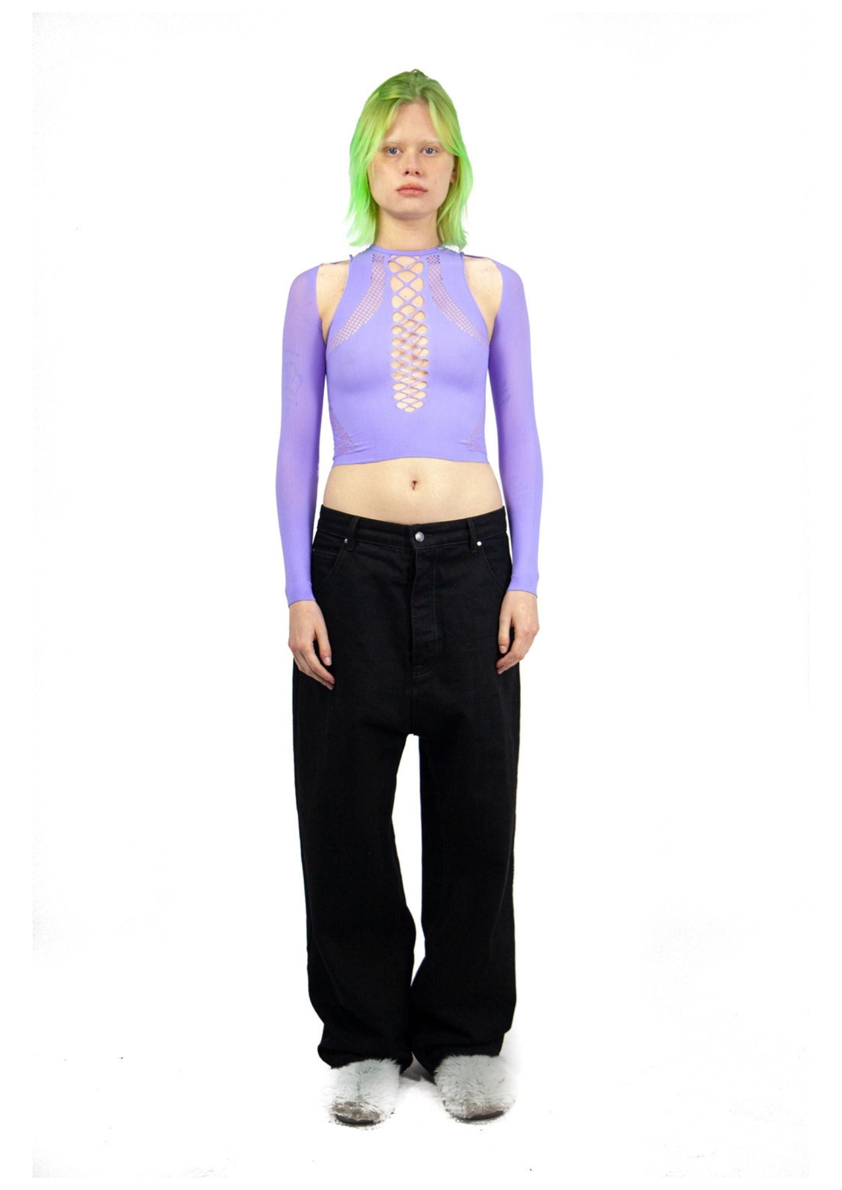 SHAPEWEAR STRETCH TOP & SLEEVES IN PURPLE