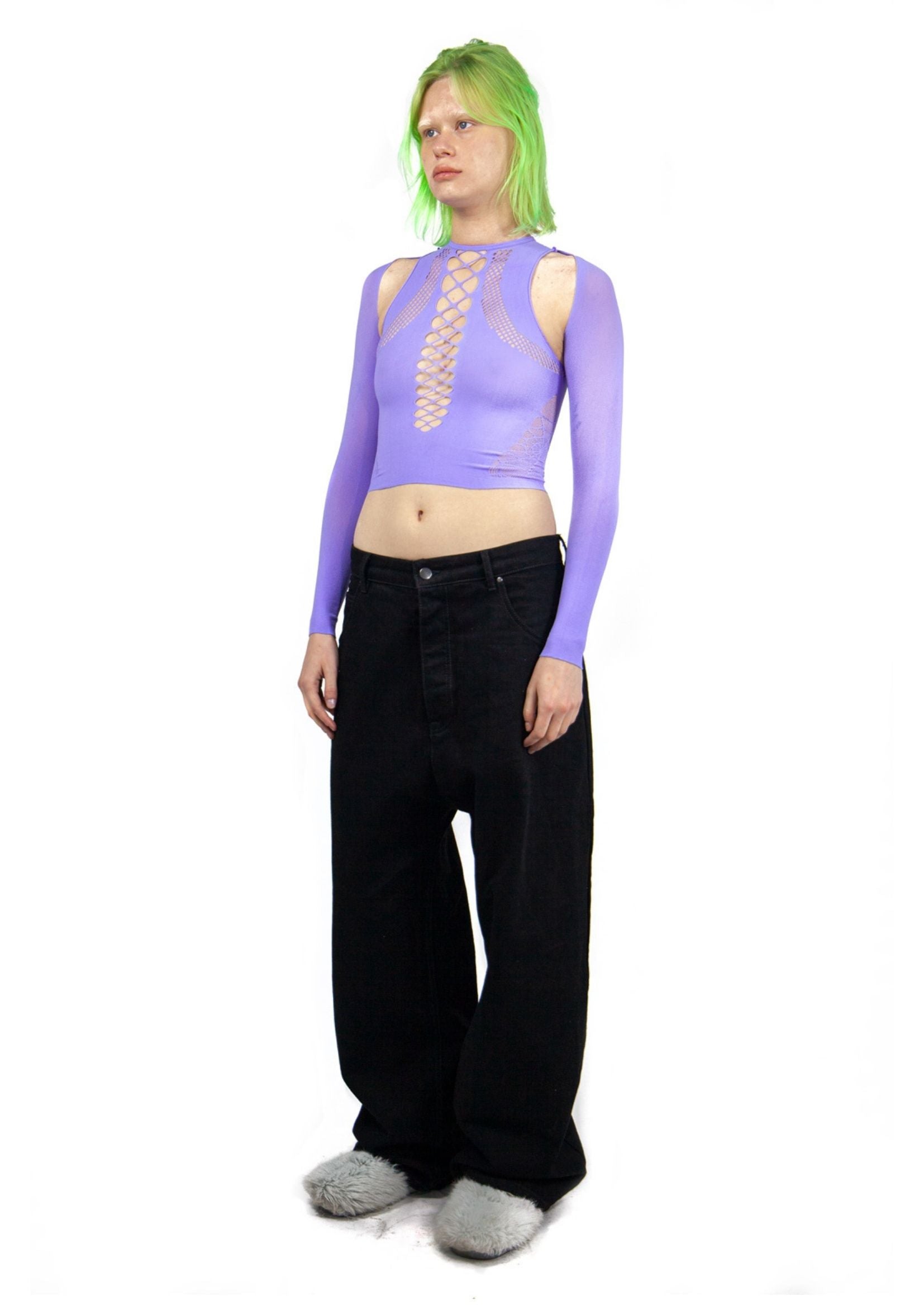 SHAPEWEAR STRETCH TOP & SLEEVES IN PURPLE
