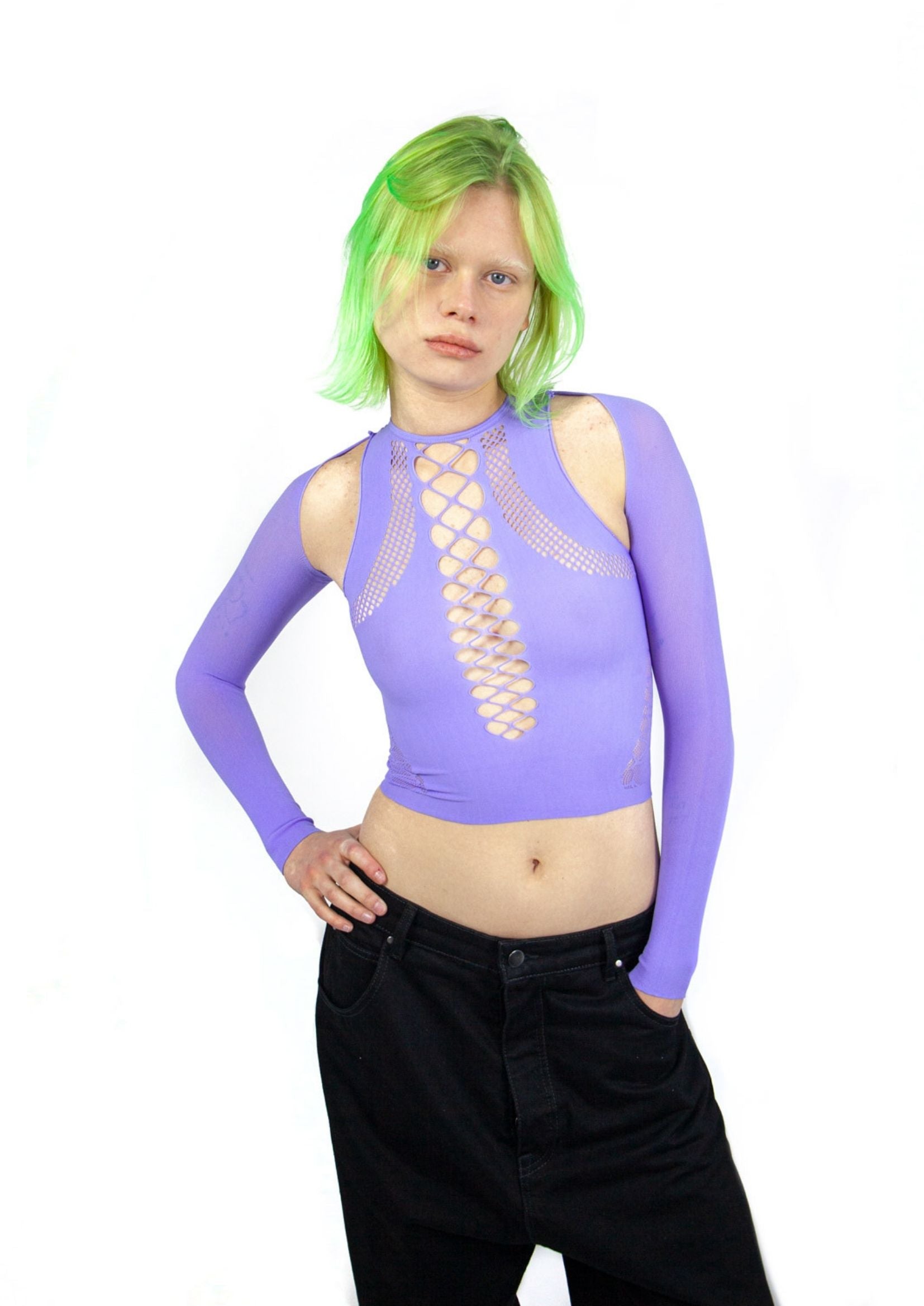 SHAPEWEAR STRETCH TOP & SLEEVES IN PURPLE
