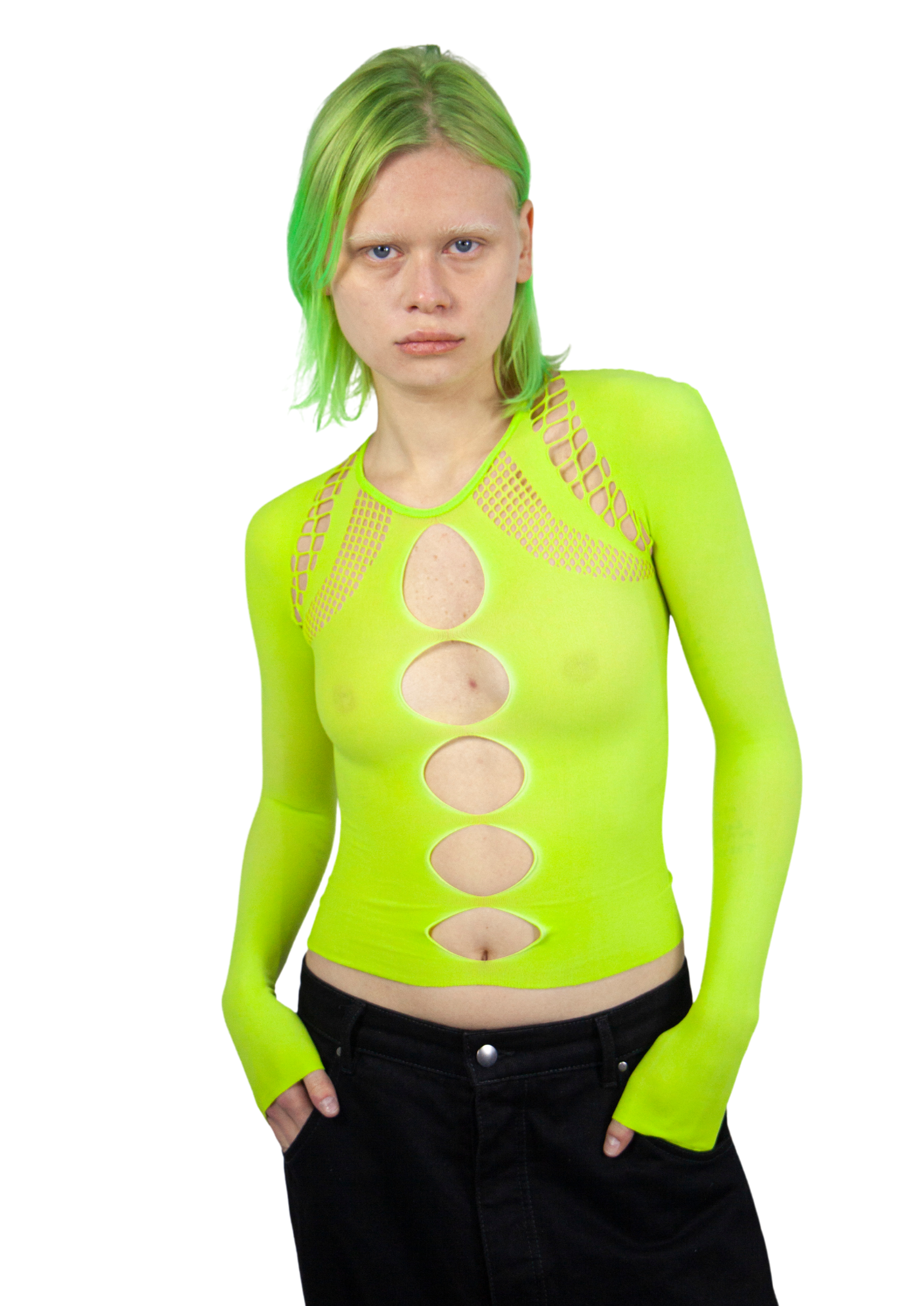 LONG-SLEEVE SHAPEWEAR TOP IN LIME