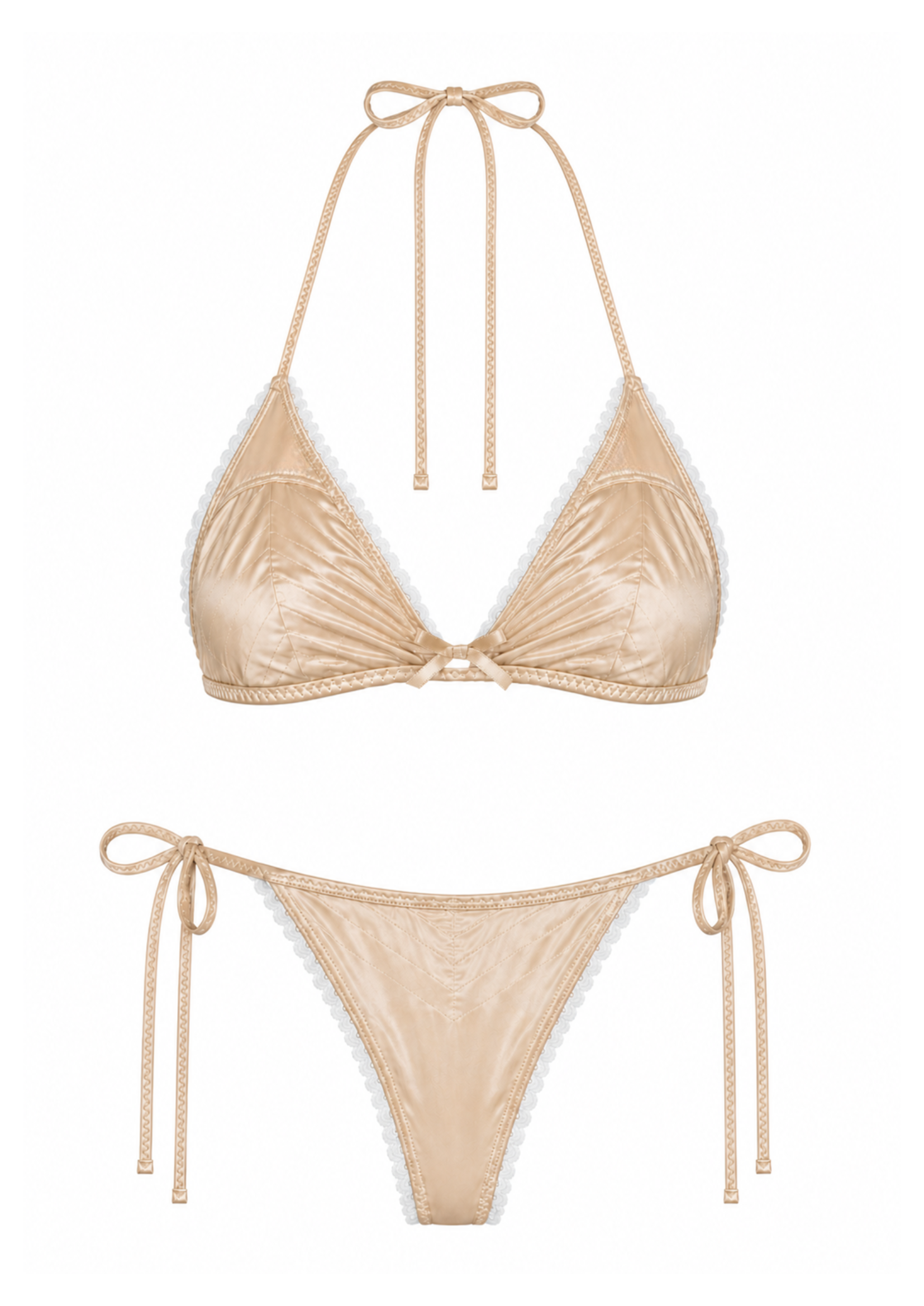 THE SATIN BOW BIKINI IN SOFT GOLD