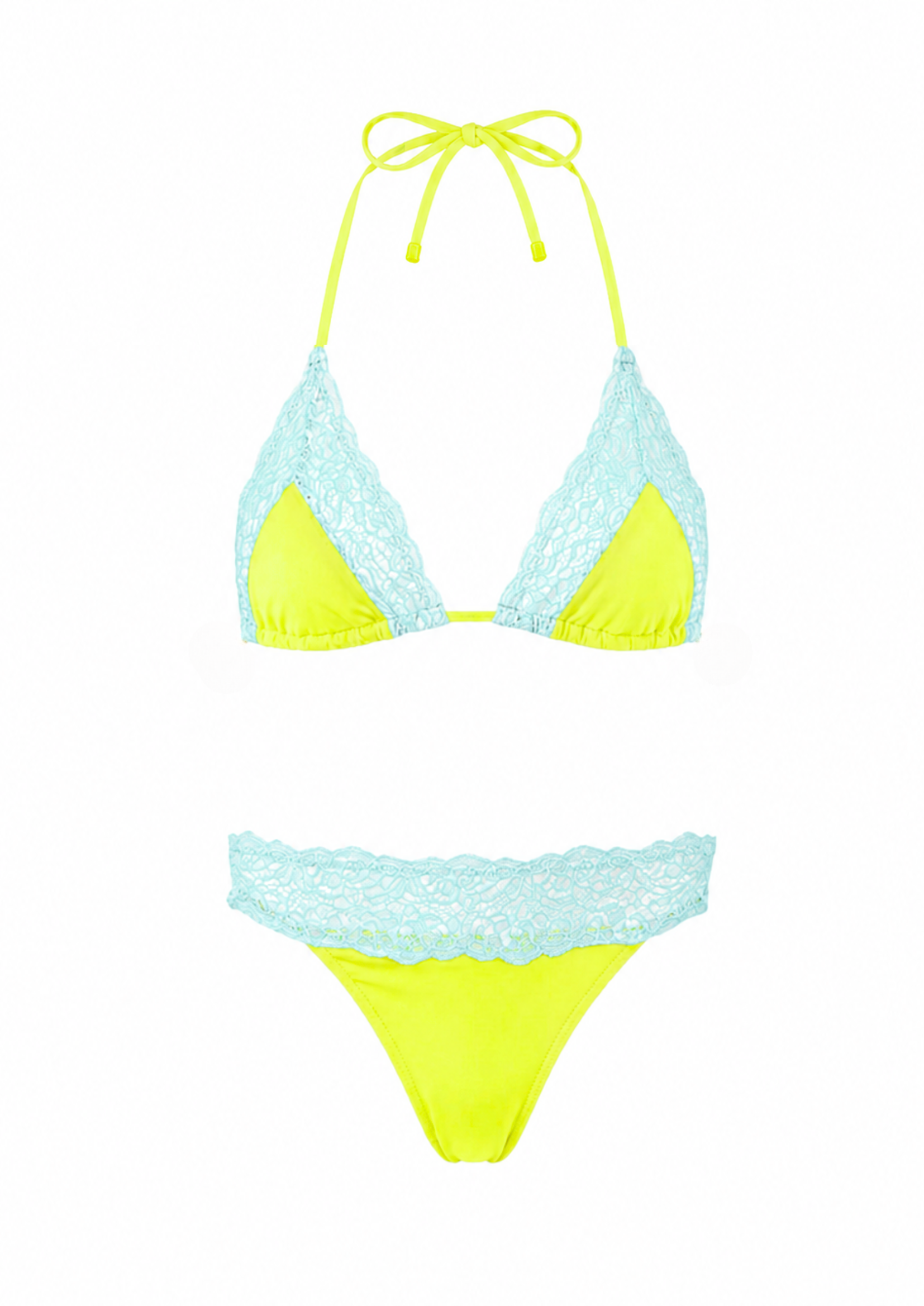 THICK LACE BIKINI IN AQUA