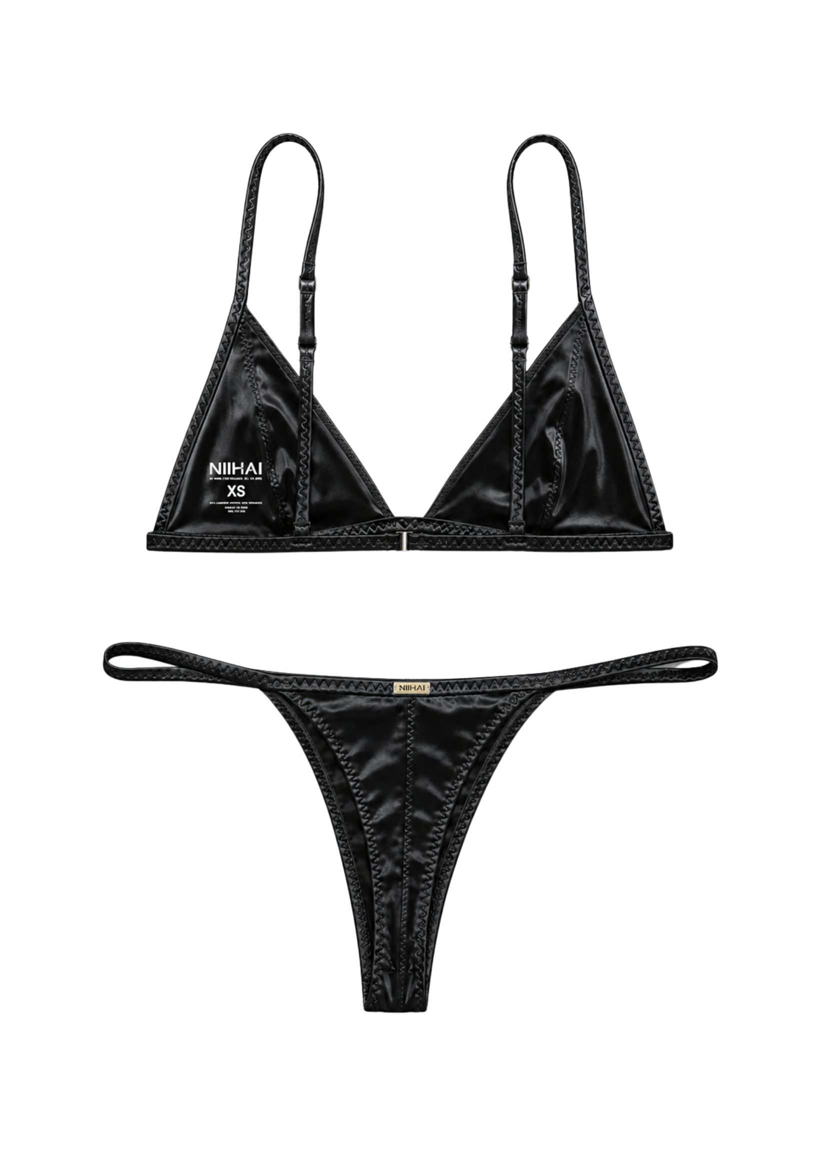THE DEL SATIN BIKINI IN BLACK