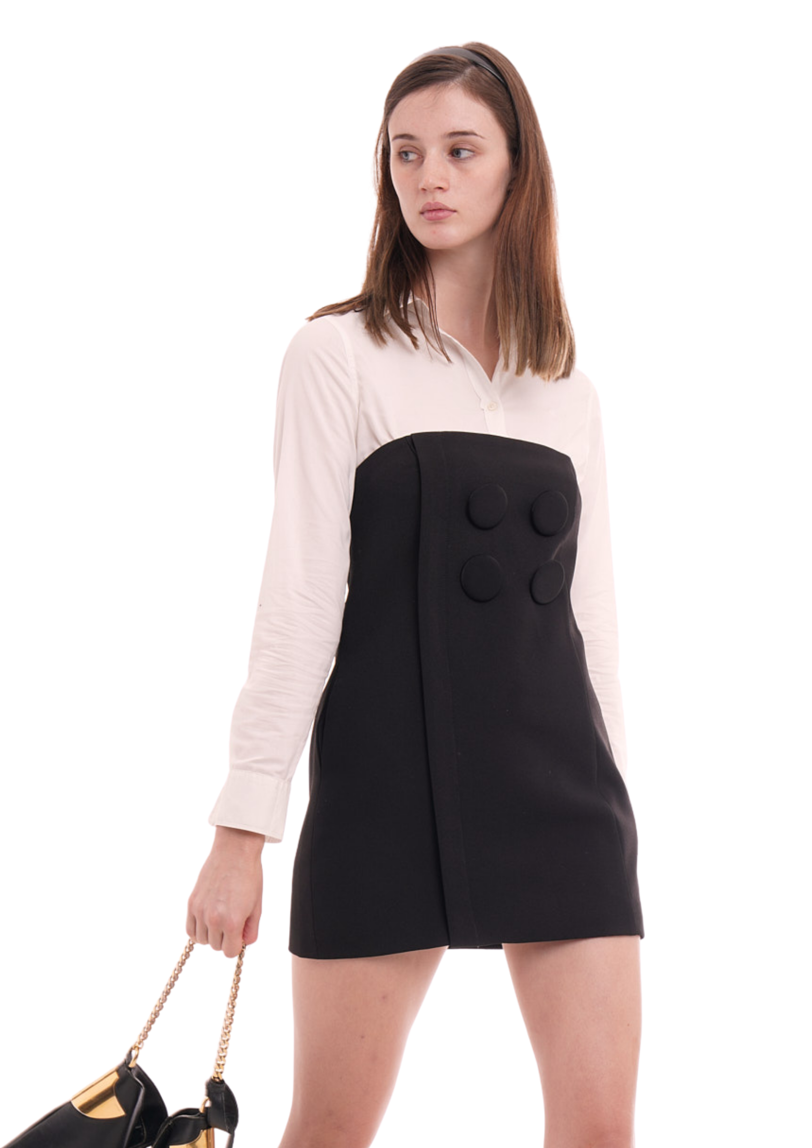 WRAP BUTTON UP DRESS IN BLACK