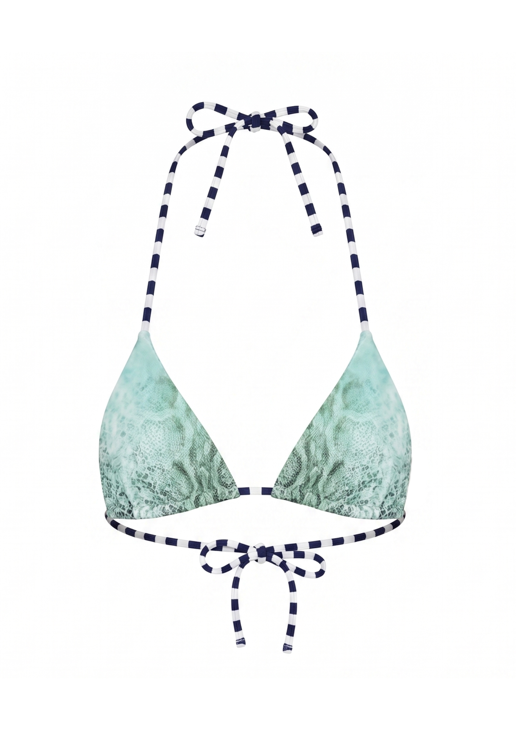 NIIHAI X MAIN ROSE TRIANGLE BIKINI TOP IN AQUA SNAKE