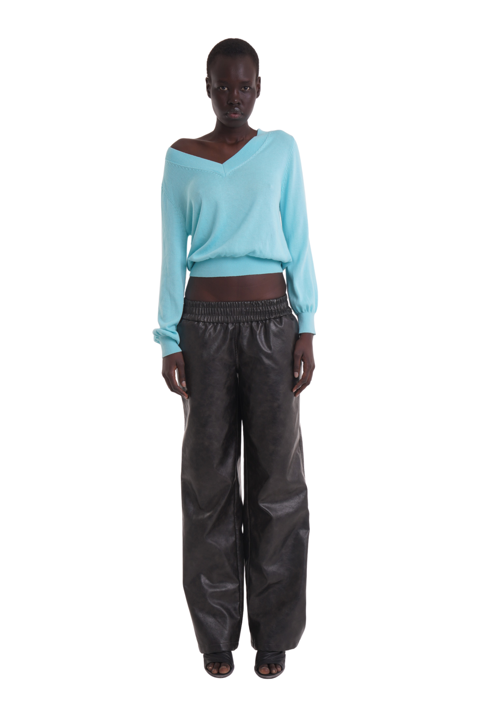 ELASTIC FAUX LEATHER TROUSERS