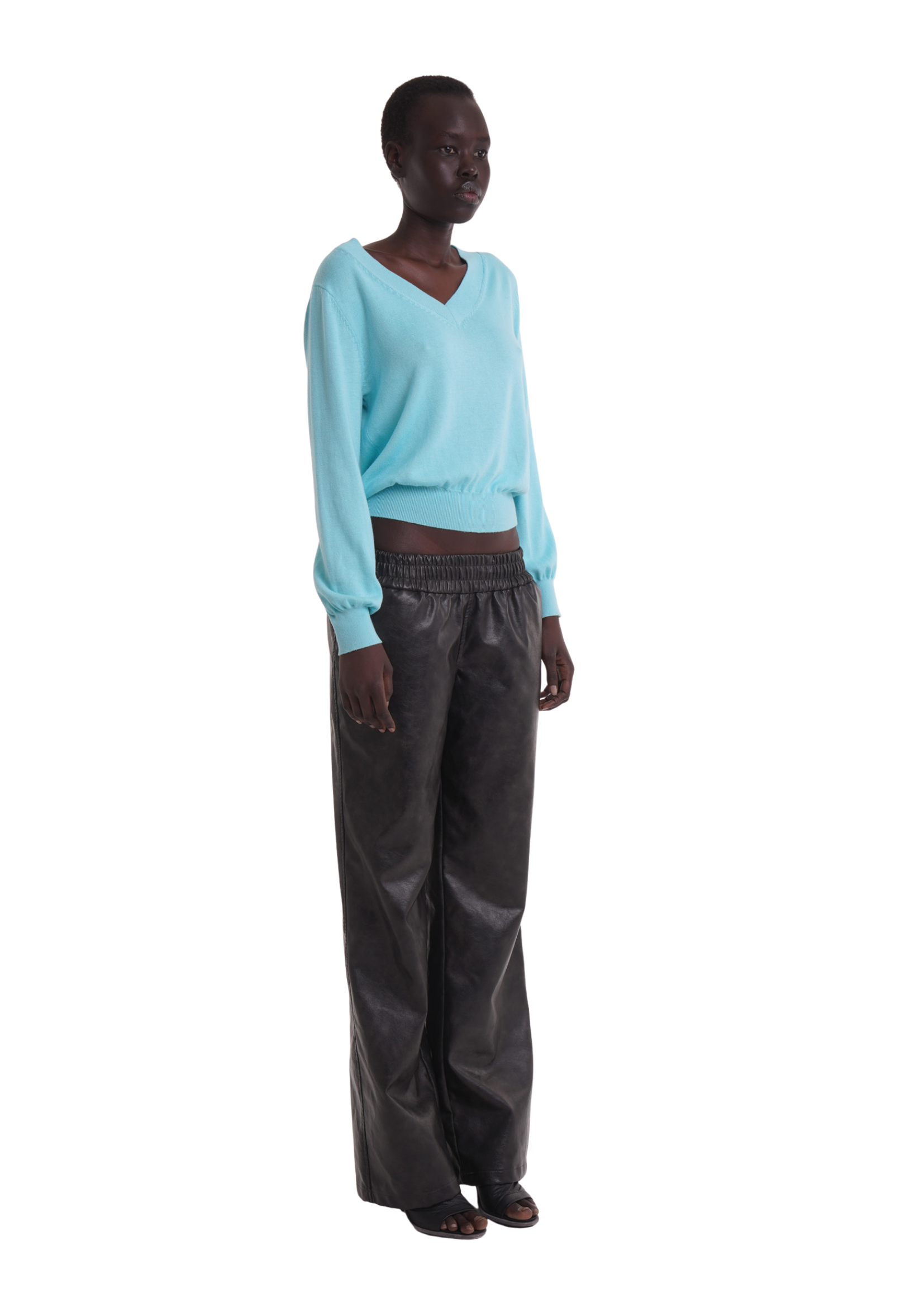ELASTIC FAUX LEATHER TROUSERS