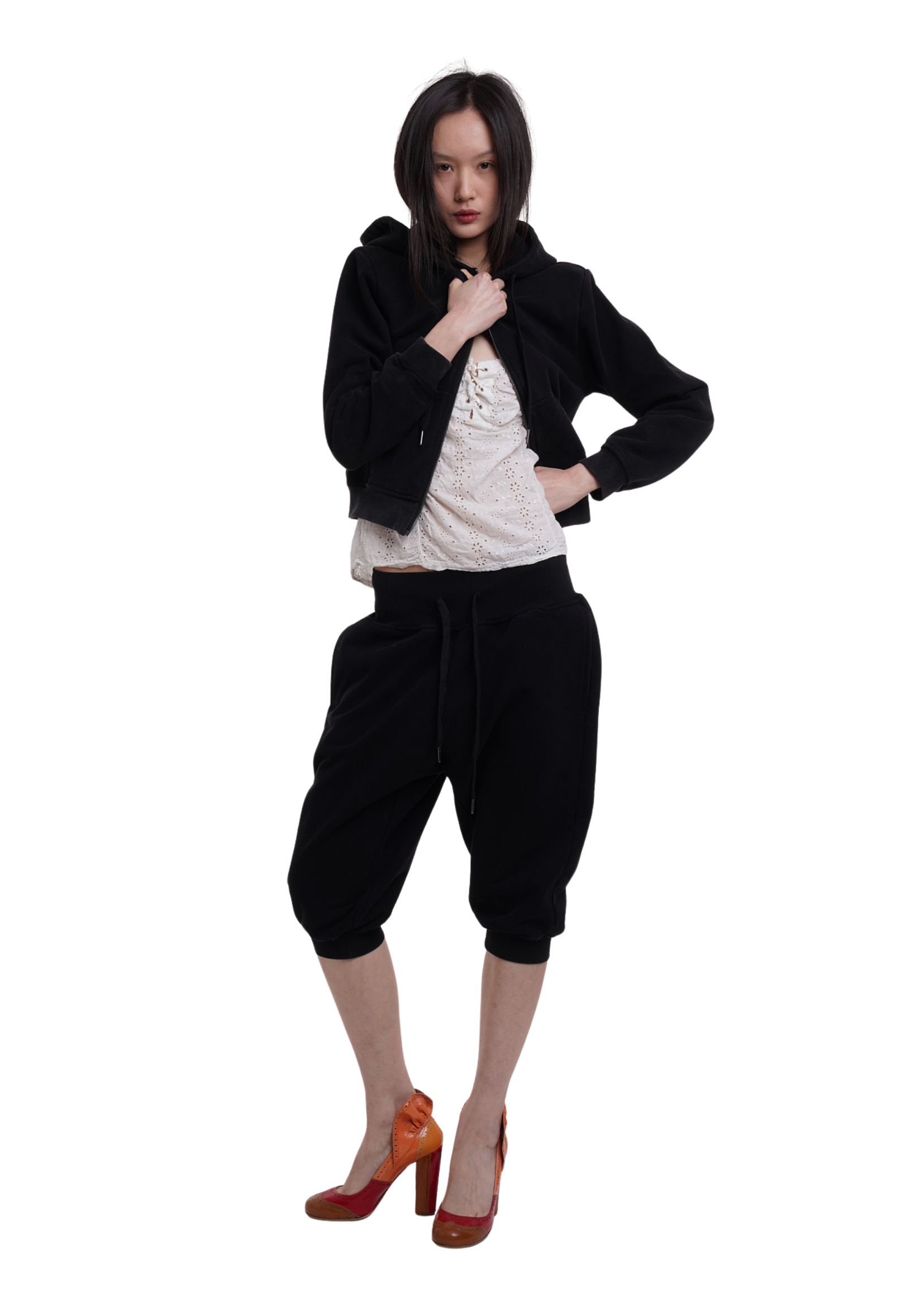 SWEATS SET CAPRIS IN WORN BLACK