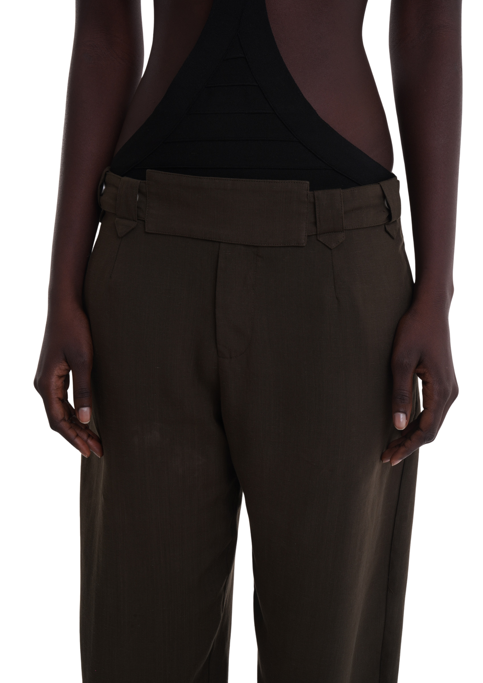 BELTED TROUSERS IN KHAKI