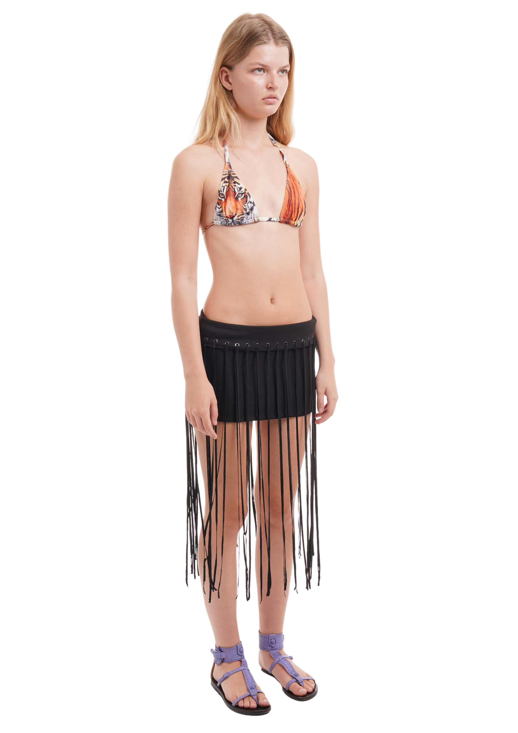 FRINGE SWIM SKIRT IN BLACK