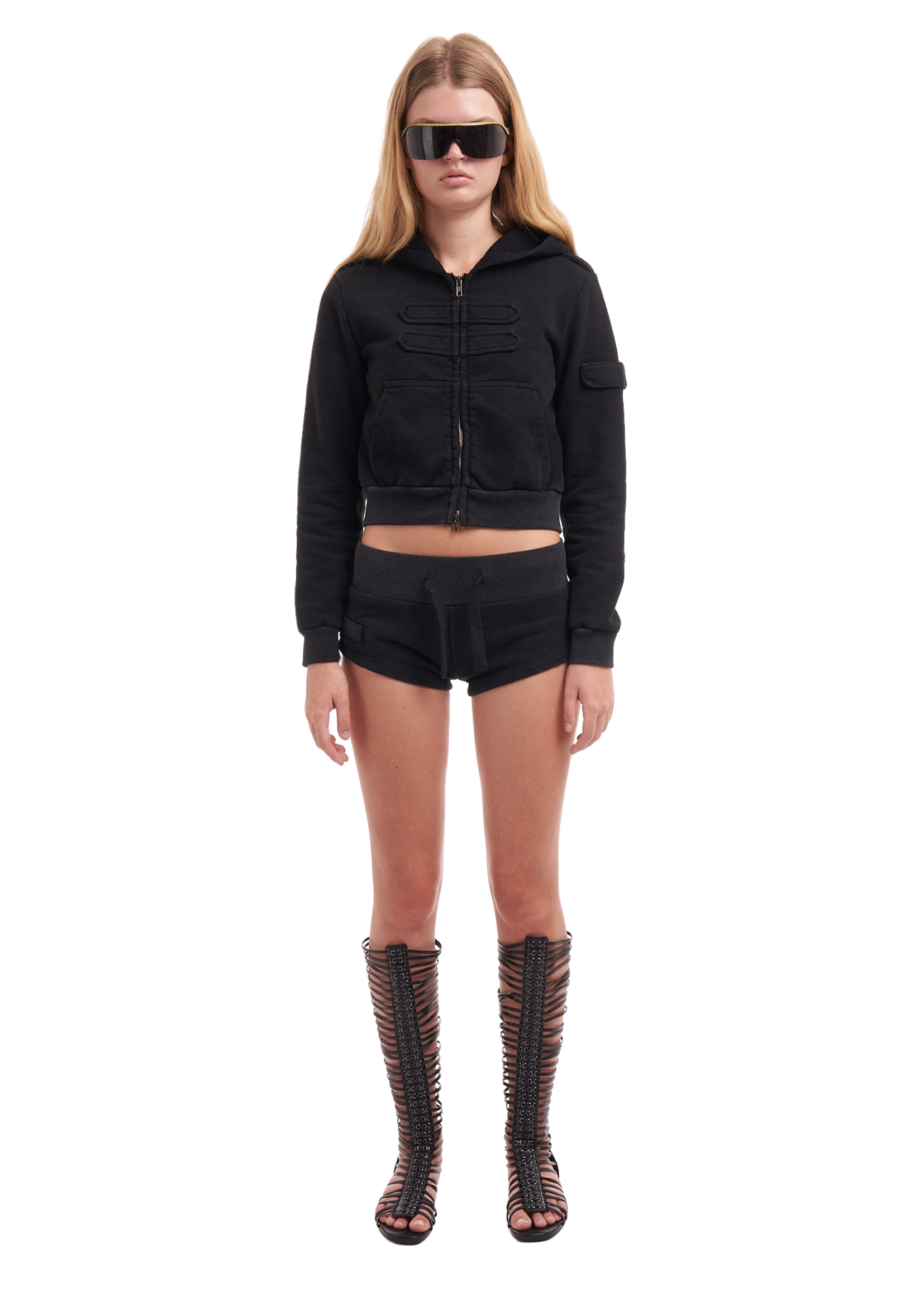 UTILITY BOOTY SHORTS IN BLACK