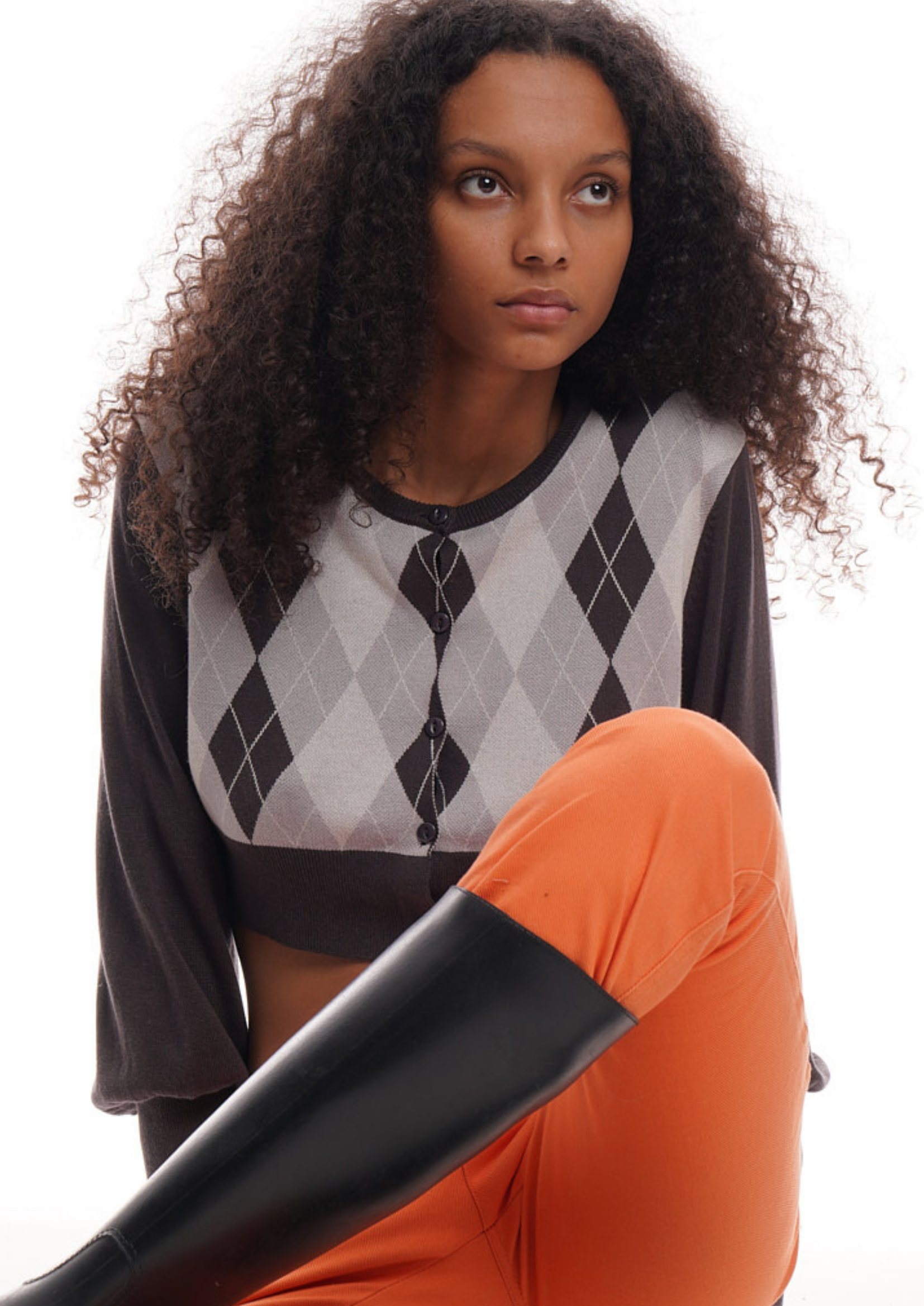 THE BUBBLE CARDI IN GREY ARGYLE