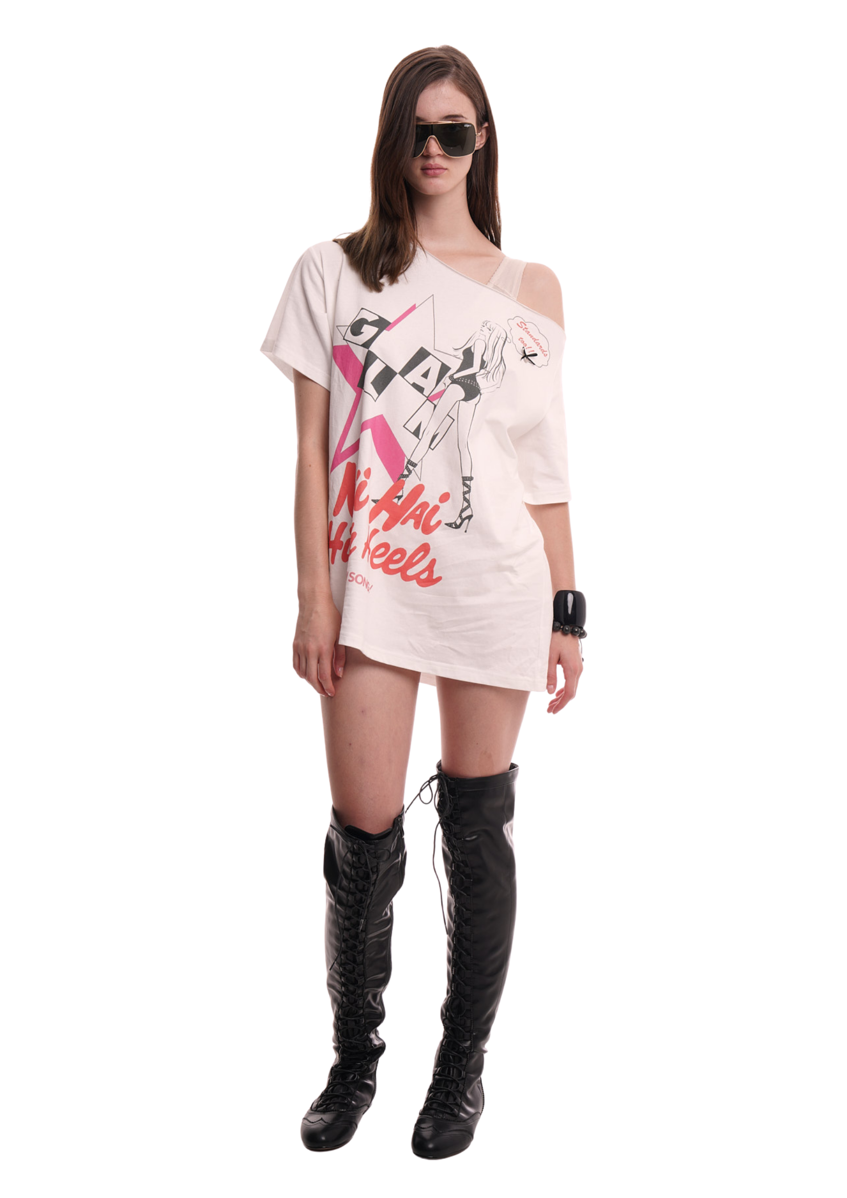 DUBS TEE IN WHITE & PINK