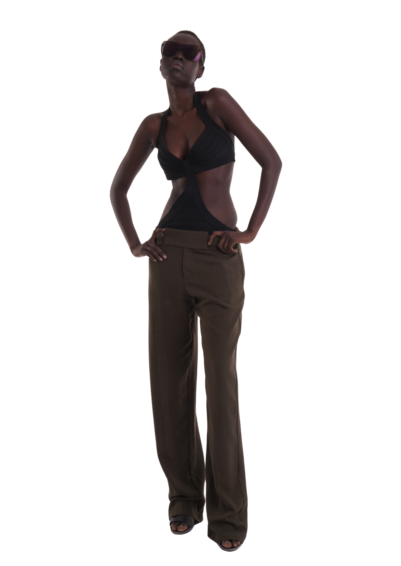 BELTED TROUSERS IN KHAKI
