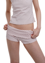 BOOTY SHORTS IN PINK POLKA