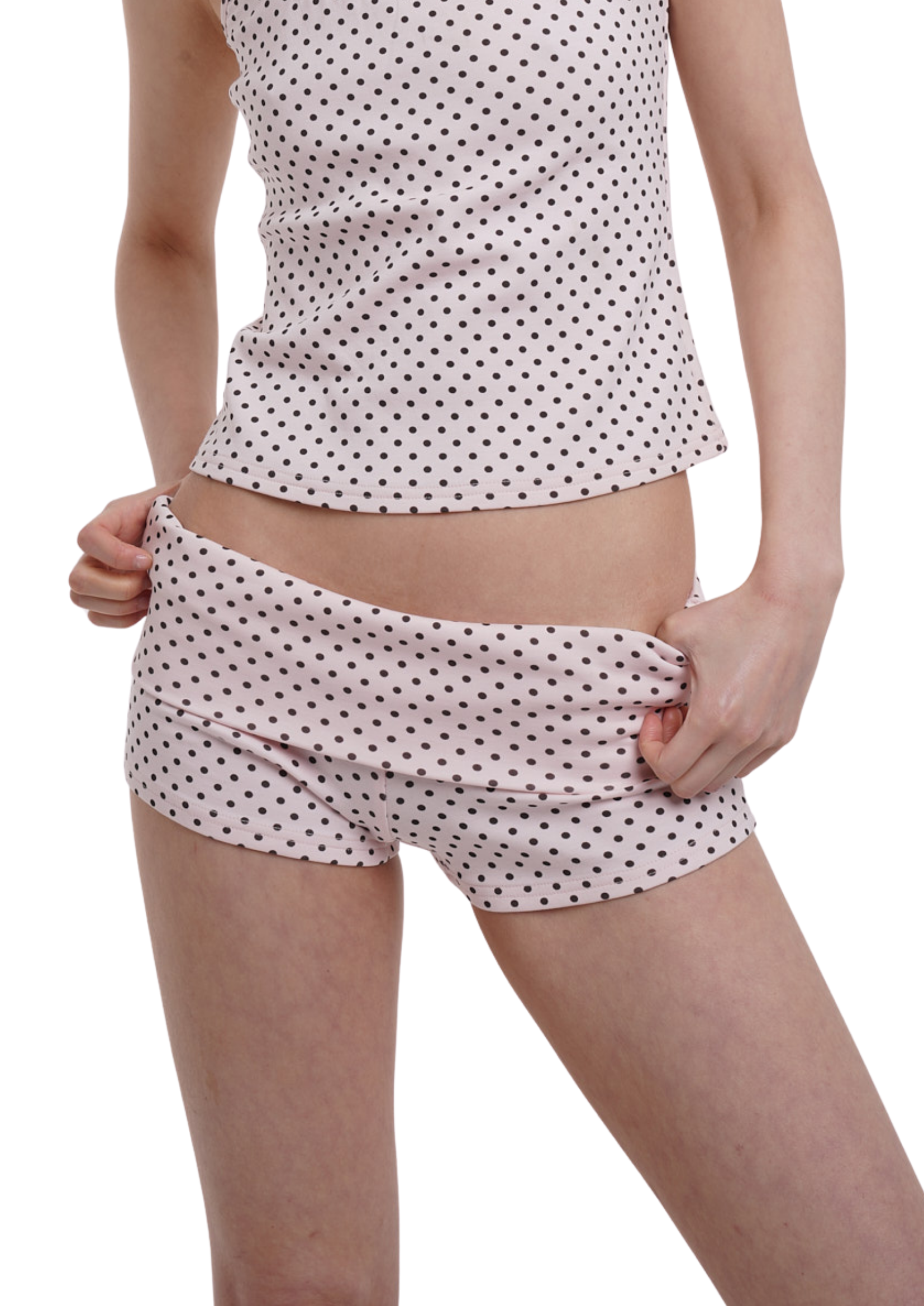 BOOTY SHORTS IN PINK POLKA