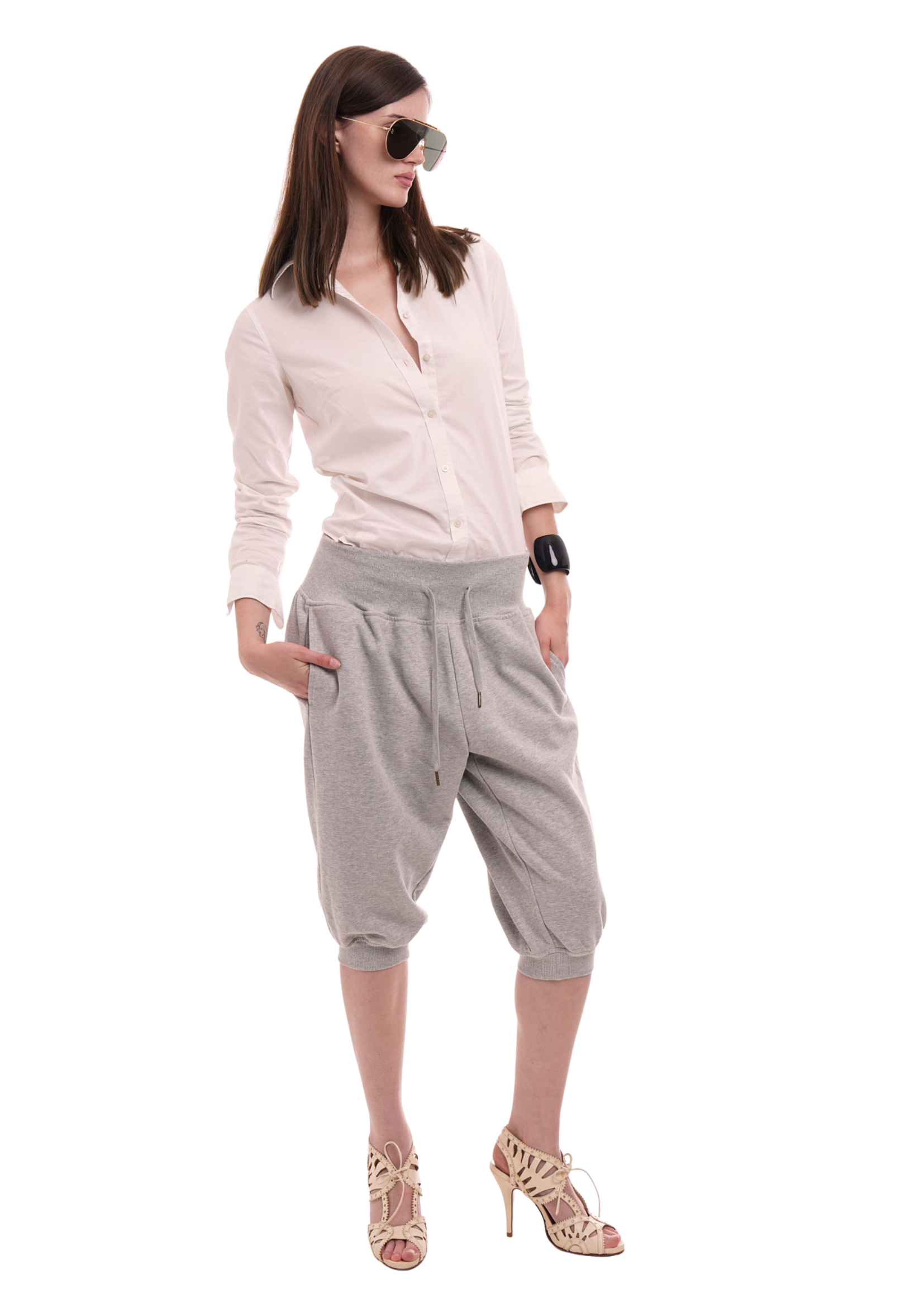 SWEATS SET CAPRIS IN GREY MARL
