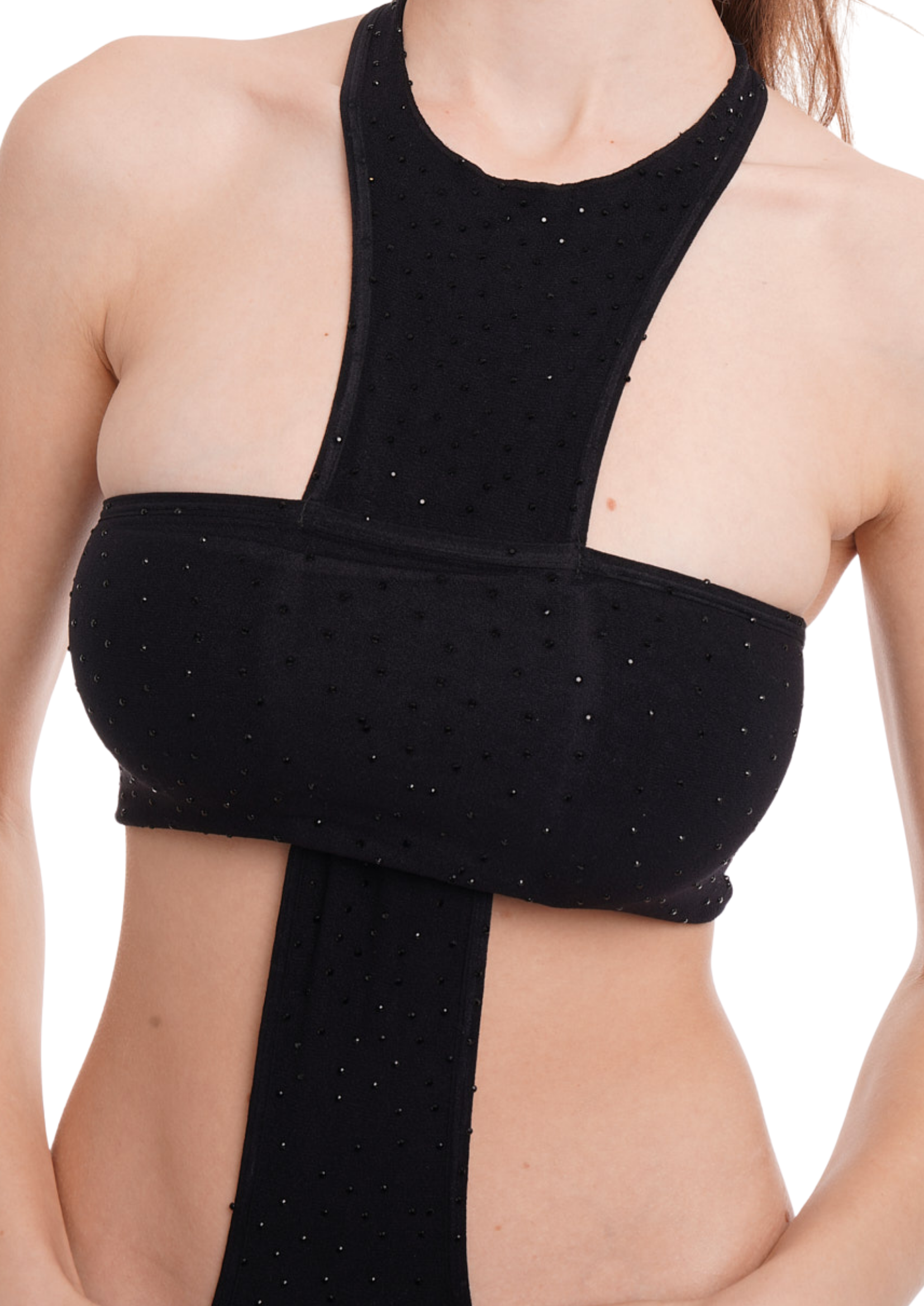 THE CROSS JUMPSUIT IN BLACK WITH RHINESTONES