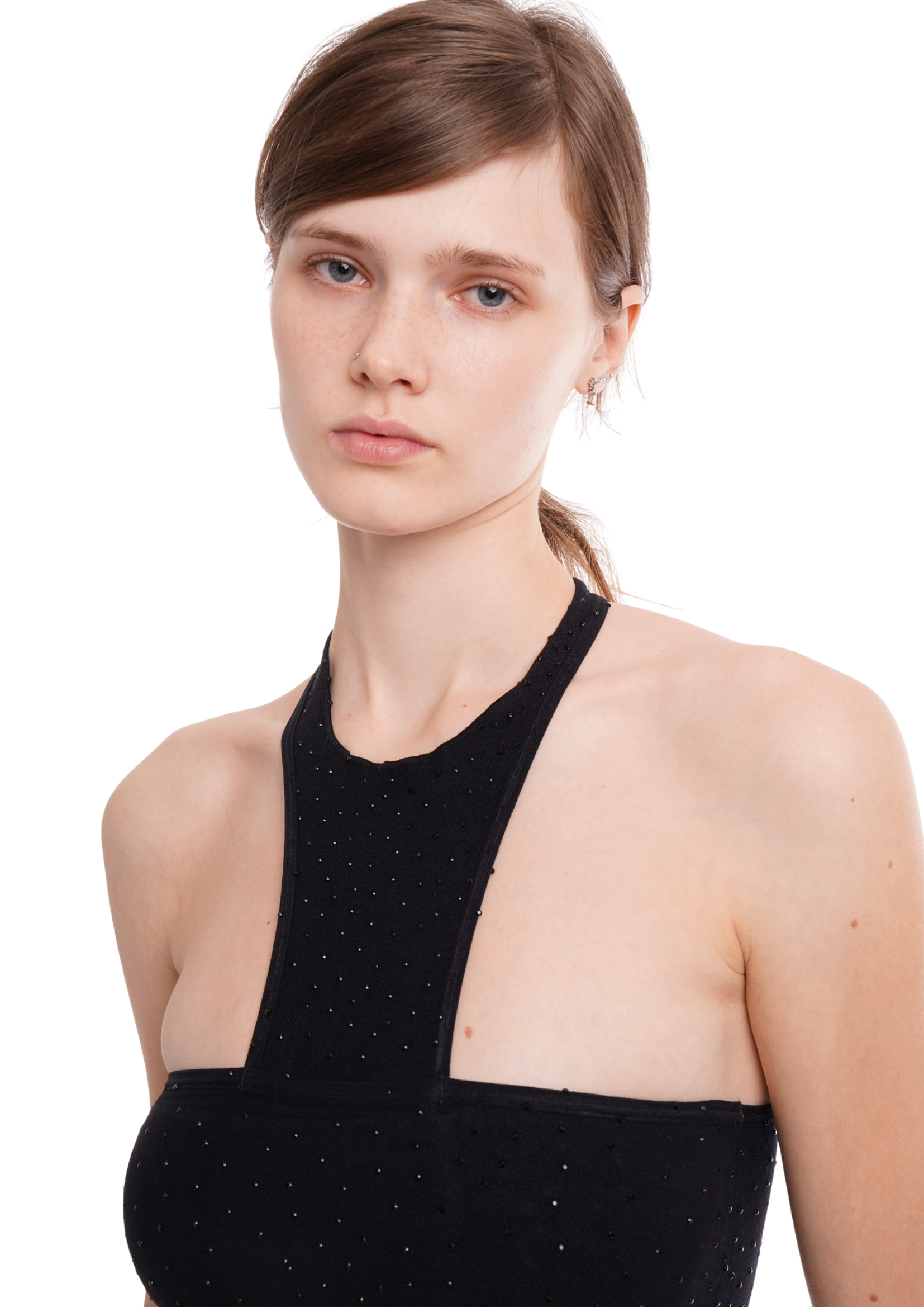 THE CROSS JUMPSUIT IN BLACK WITH RHINESTONES