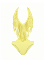 FRINGE BODYSUIT IN LEMON