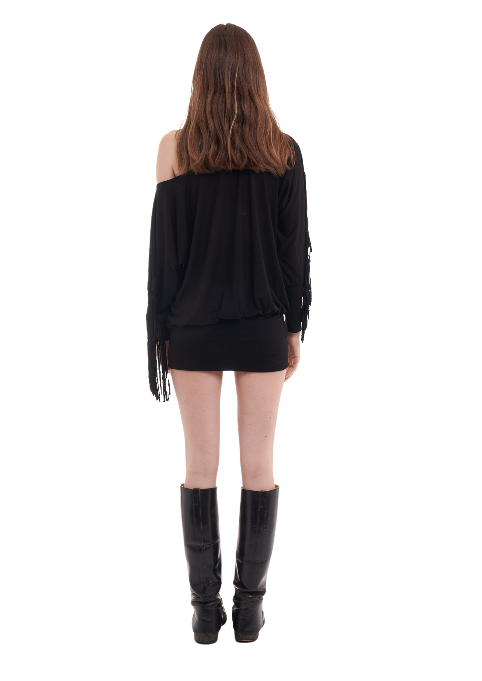 CHARLI FRINGE DRESS IN BLACK
