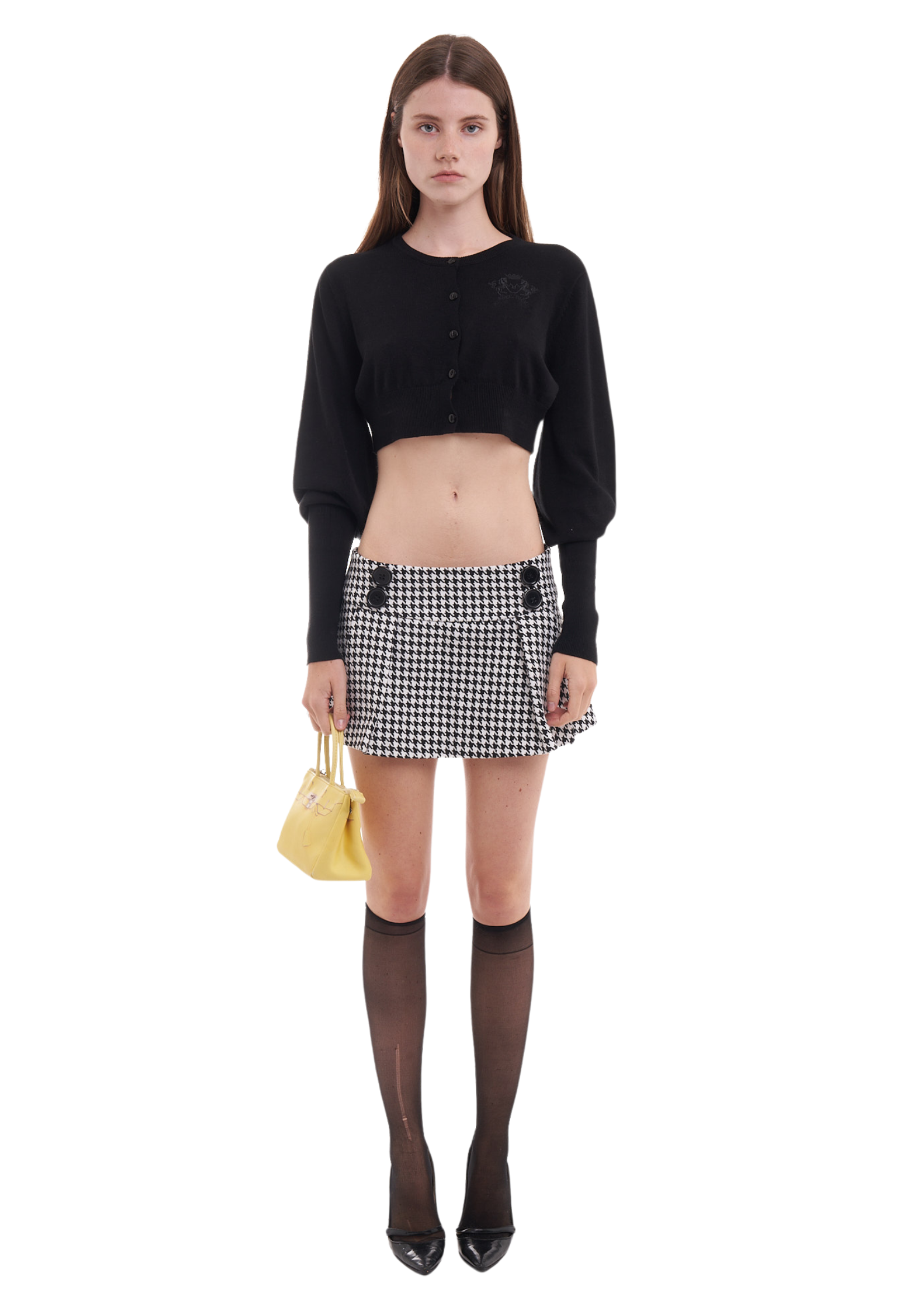 PLEATED SKIRT IN HOUNDSTOOTH