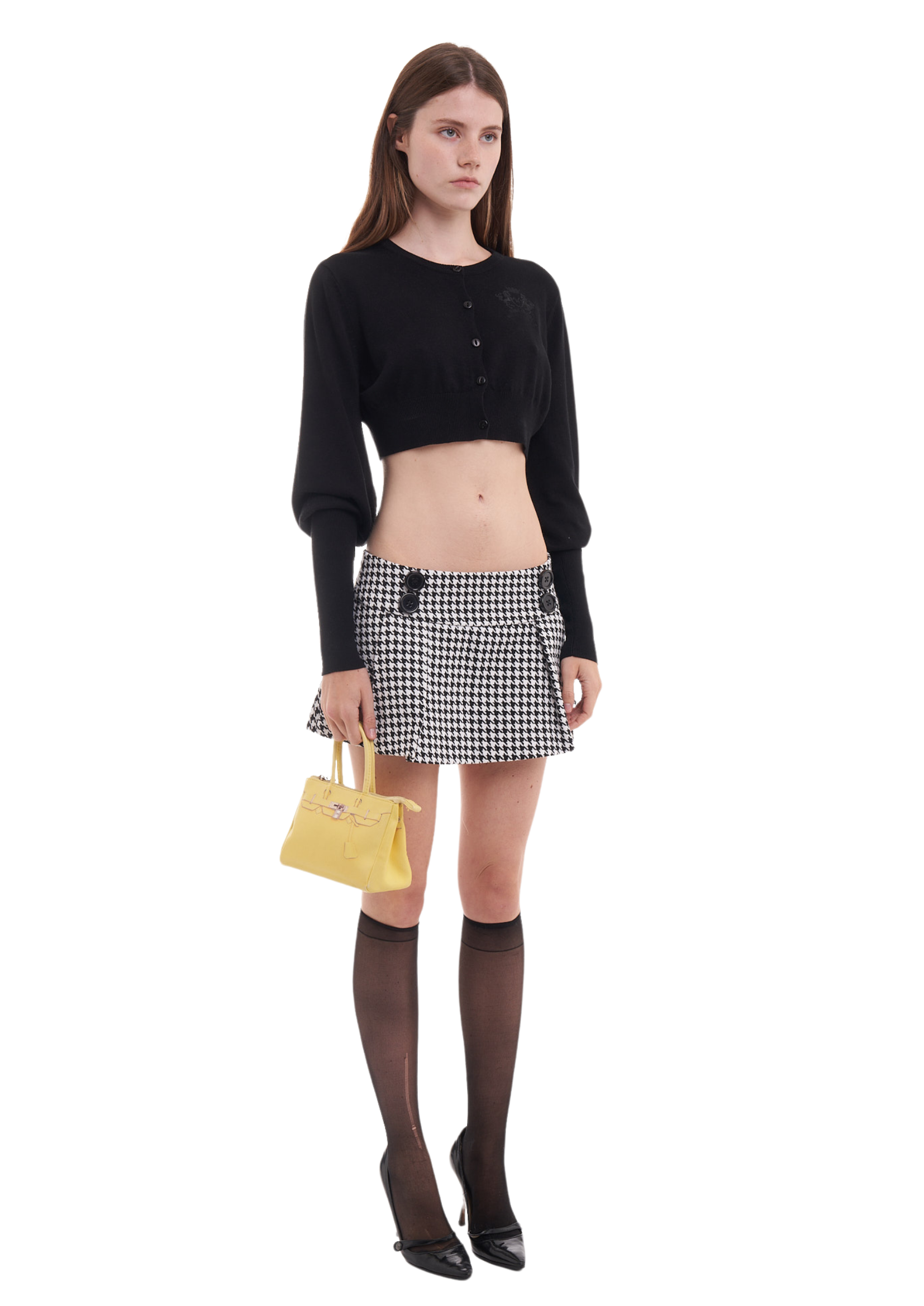 PLEATED SKIRT IN HOUNDSTOOTH