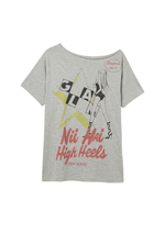 DUBS TEE IN GREY MARL & NEON YELLOW