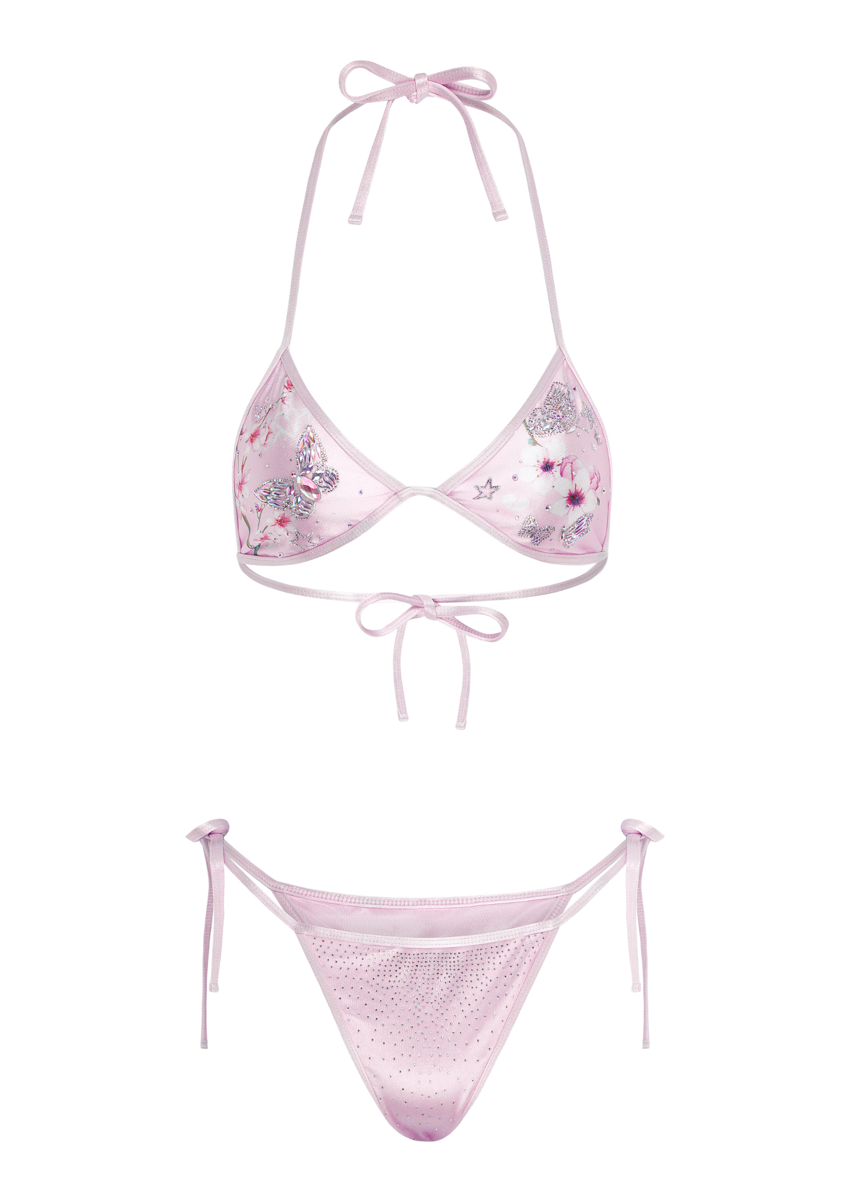 BUTTERFLY BIKINI IN ROSE PINK SATIN
