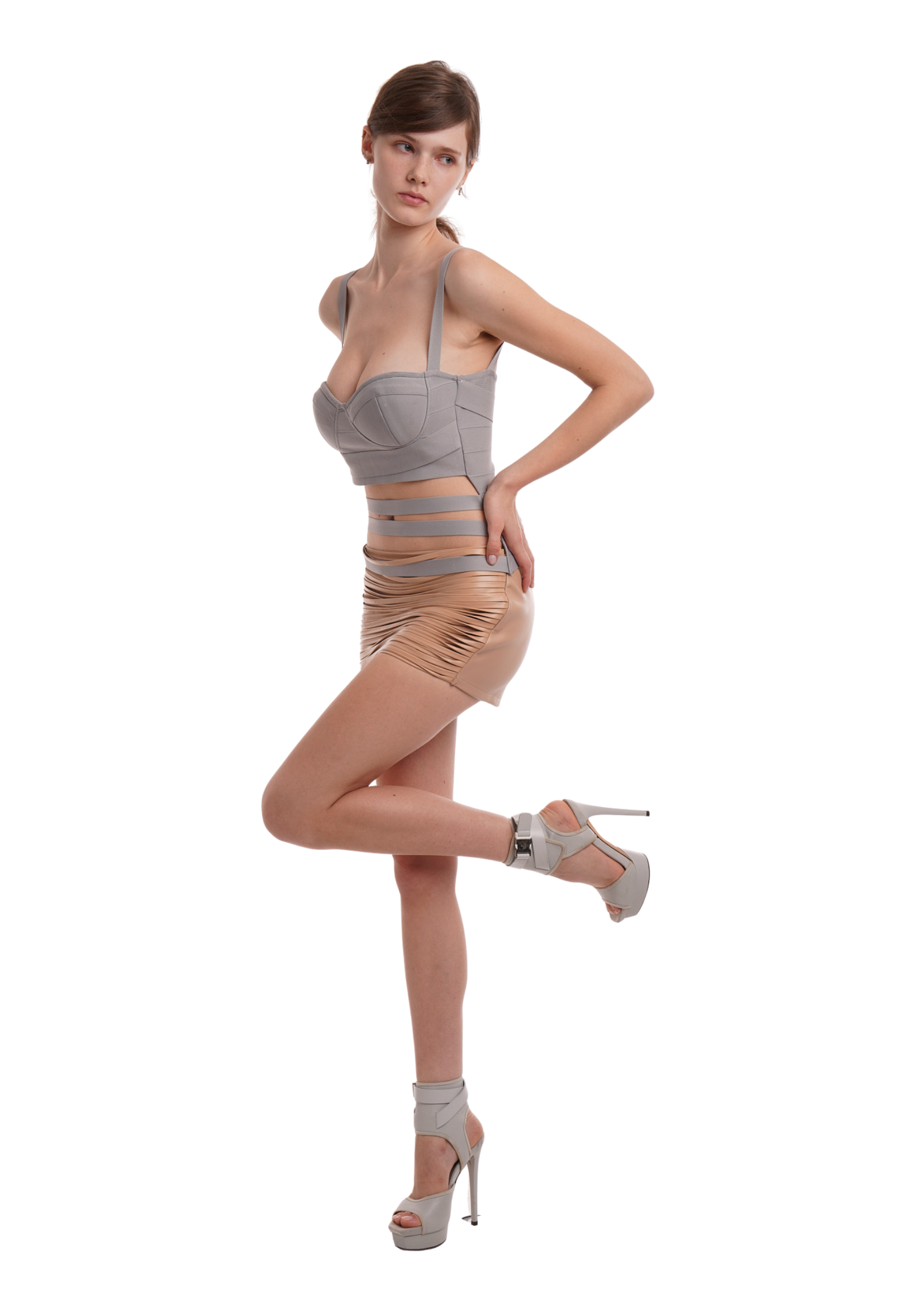 SNEAK BANDAGE TOP IN MID GREY