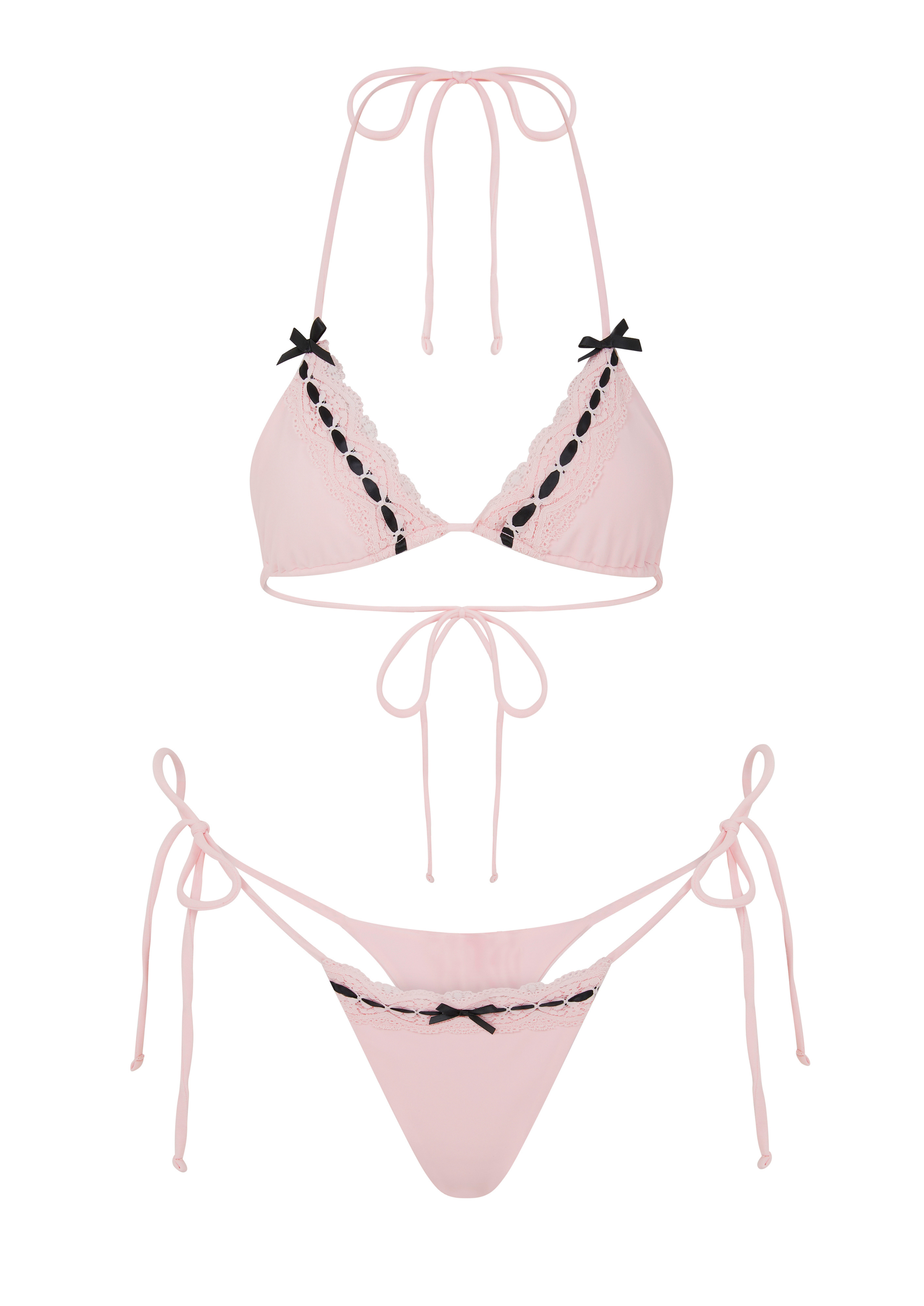 LINGERIE BIKINI IN BABY PINK & BLACK