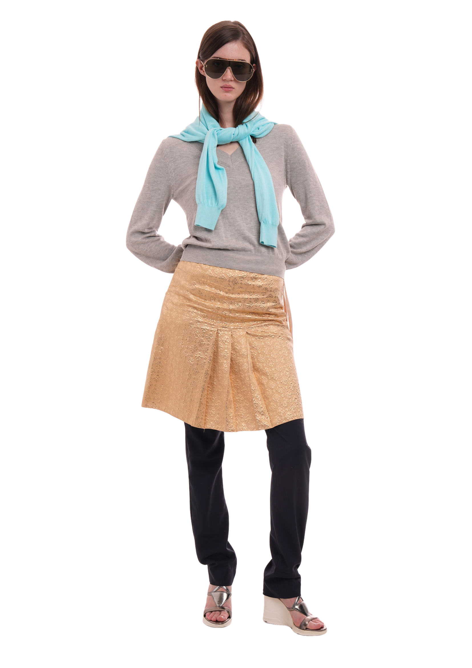 PULL OVER CROP IN GREY MARL