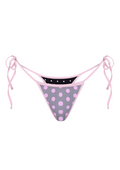 POLKA TRIANGLE BIKINI THONG IN REVERSE GREY, BLACK & PINK