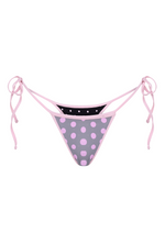 POLKA TRIANGLE BIKINI THONG IN REVERSE GREY, BLACK & PINK