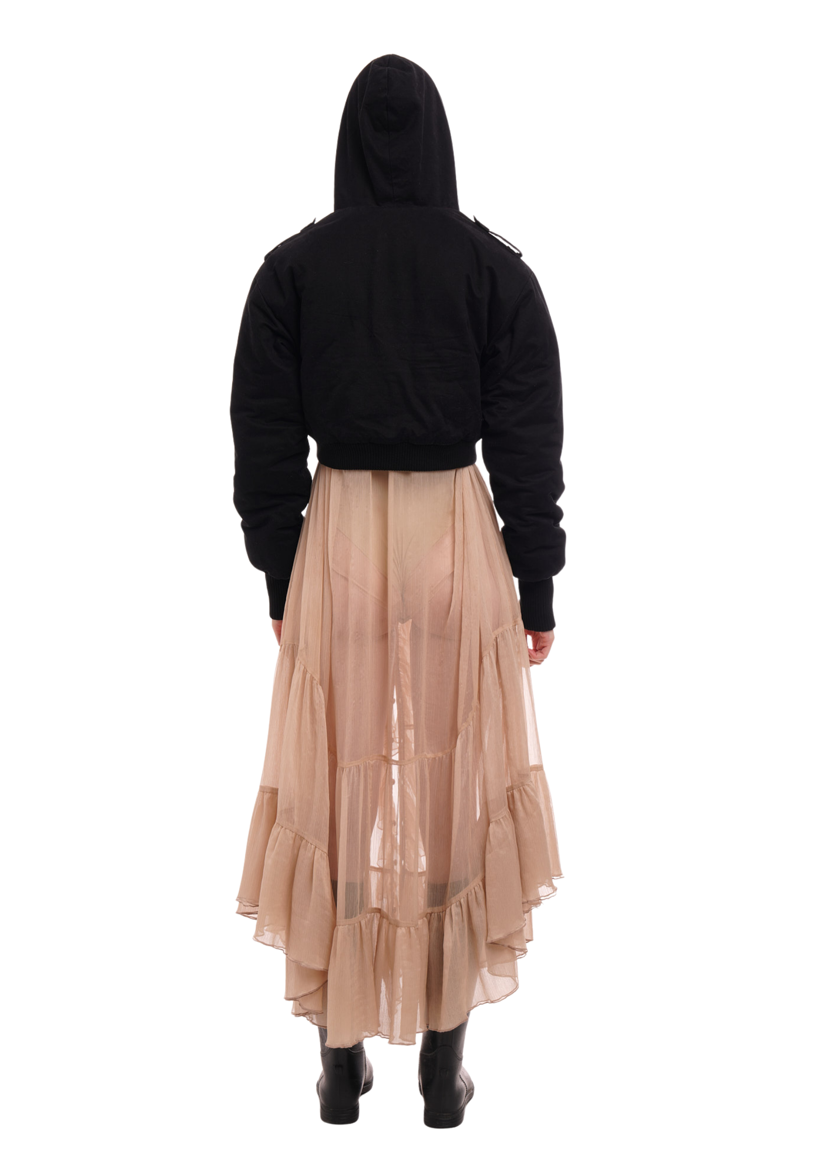 CAP CROP JACKET IN WORN BLACK