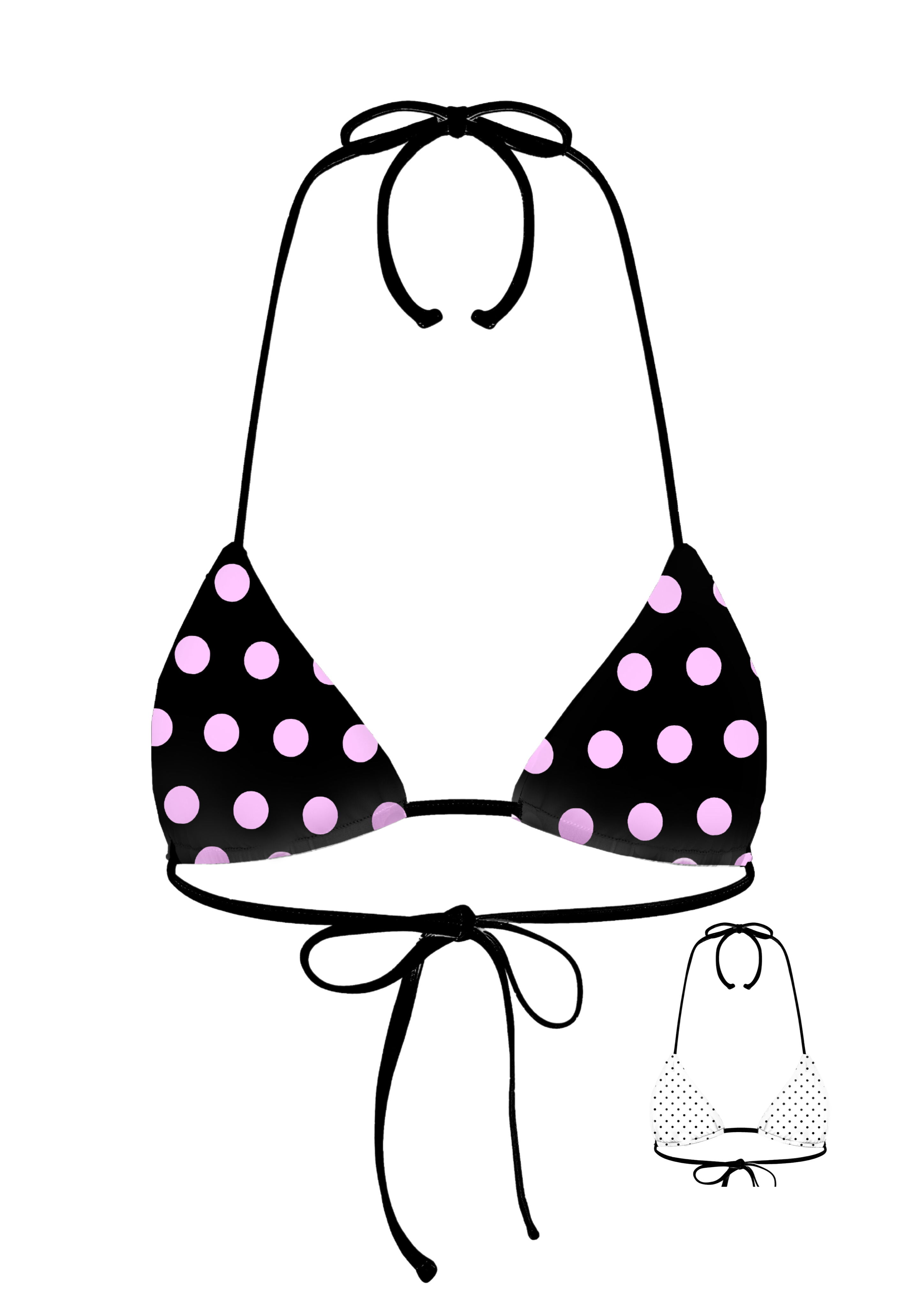 NiiHAi Ltd — POLKA TRIANGLE BIKINI TOP IN REVERSE BLACK & WHITE