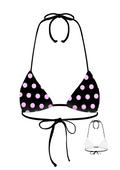 POLKA TRIANGLE BIKINI TOP IN REVERSE BLACK & WHITE