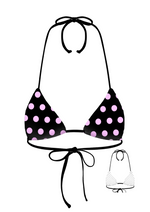 POLKA TRIANGLE BIKINI TOP IN REVERSE BLACK & WHITE