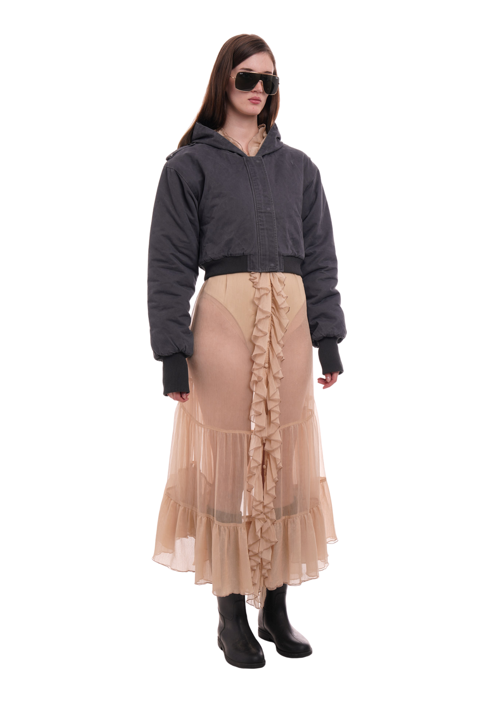 CAP CROP JACKET IN SMOKE