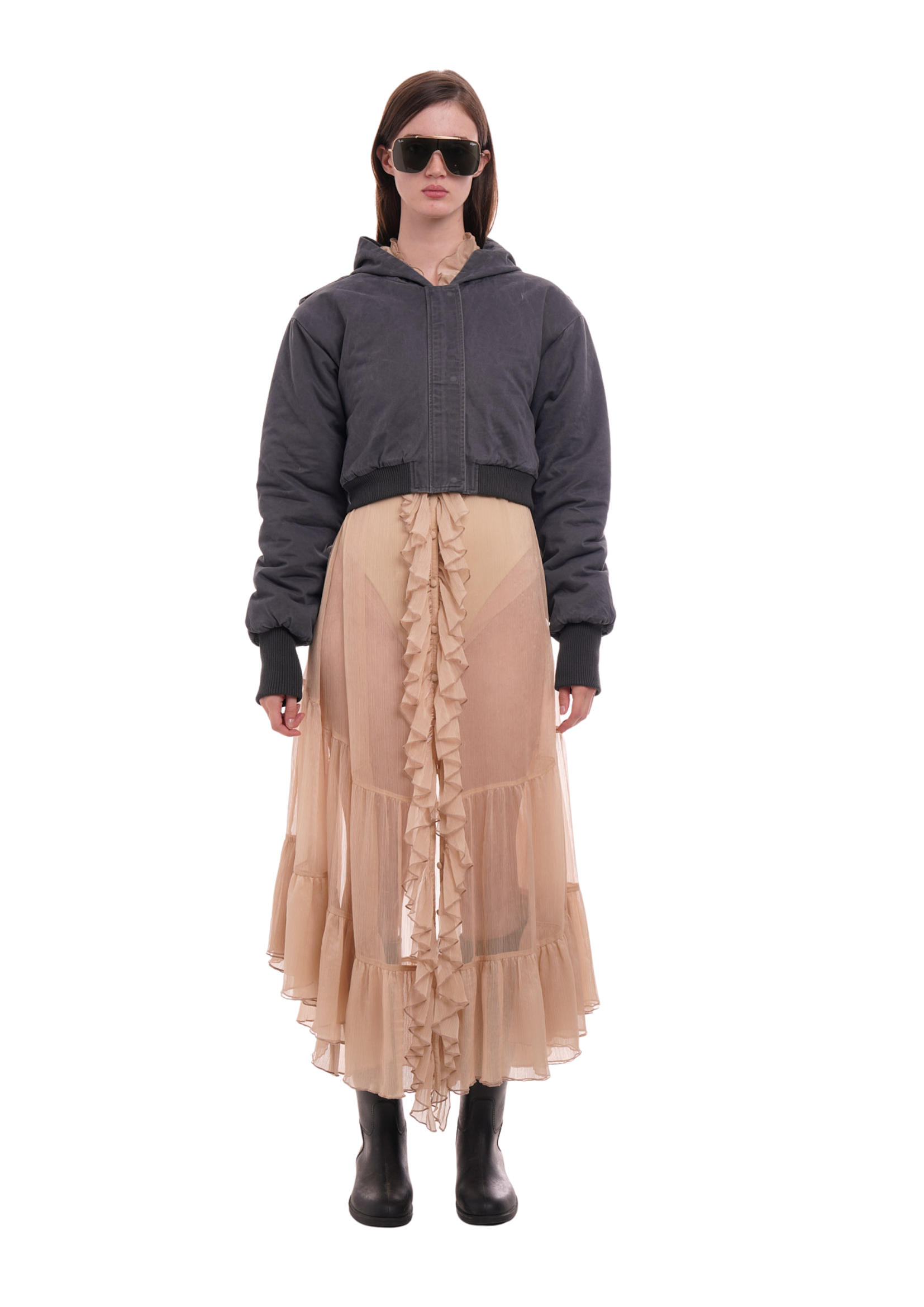 CAP CROP JACKET IN SMOKE