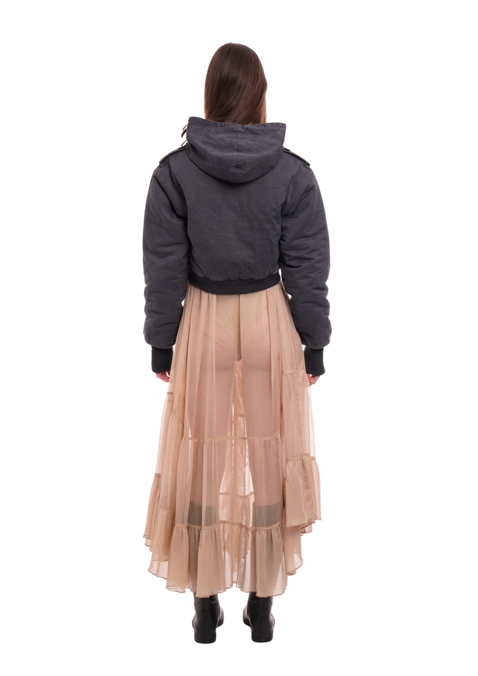 CAP CROP JACKET IN SMOKE